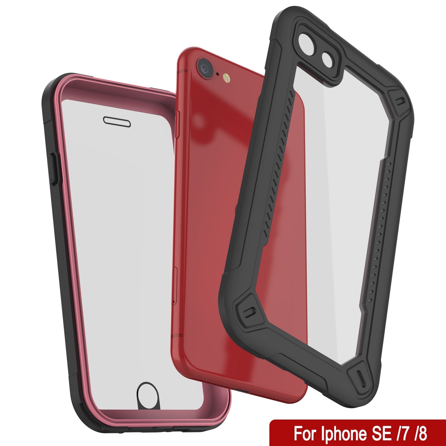 Capa à prova d'água IP68 para iPhone 7, Punkcase [rosa] [Série Maximus] [Ajuste Slim] [Certificado IP68] [À prova de choque] Cobertura de armadura transparente com protetor de tela | Proteção máxima