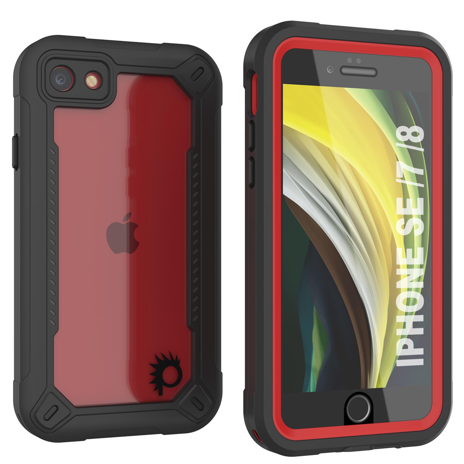 Capa à prova d'água IP68 para iPhone 8, Punkcase [vermelho] [Série Maximus] [Slim Fit] [Certificado IP68] [À prova de choque] Capa transparente de armadura com protetor de tela | Proteção máxima.