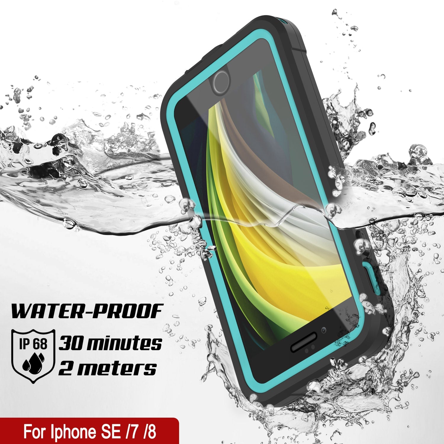 Capa à prova d'água IP68 para iPhone SE (4.7 polegadas), Punkcase [teal] [Série Maximus] [Ajuste Slim] [Certificado IP68] [Resistente a Choques] Capa de Armadura Transparente com Protetor de Tela | Proteção Total