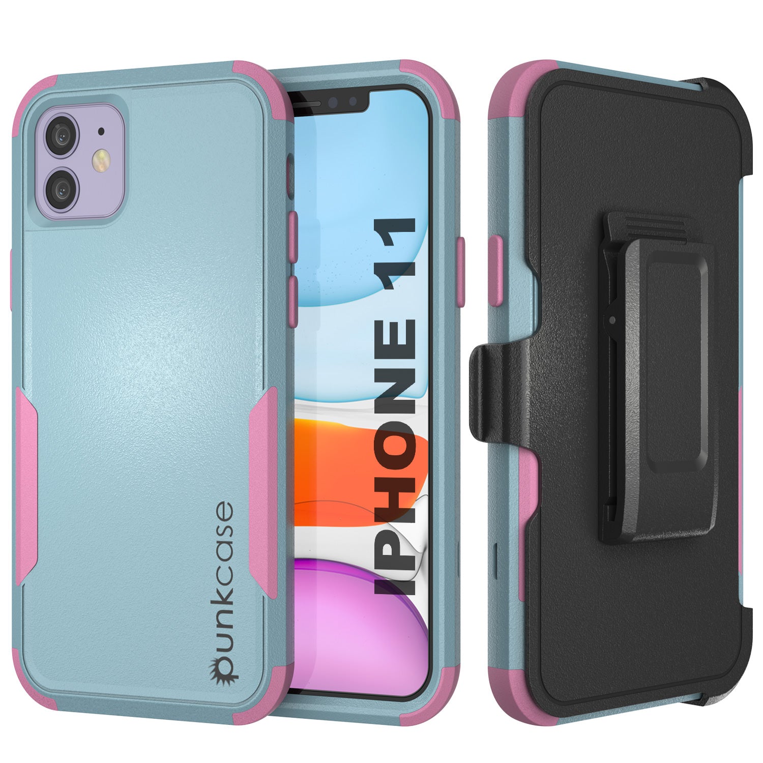Punkcase para iPhone 11 Clipe de cinto Capa Holster de camadas múltiplas [Série Patron] [Mint-Pink]