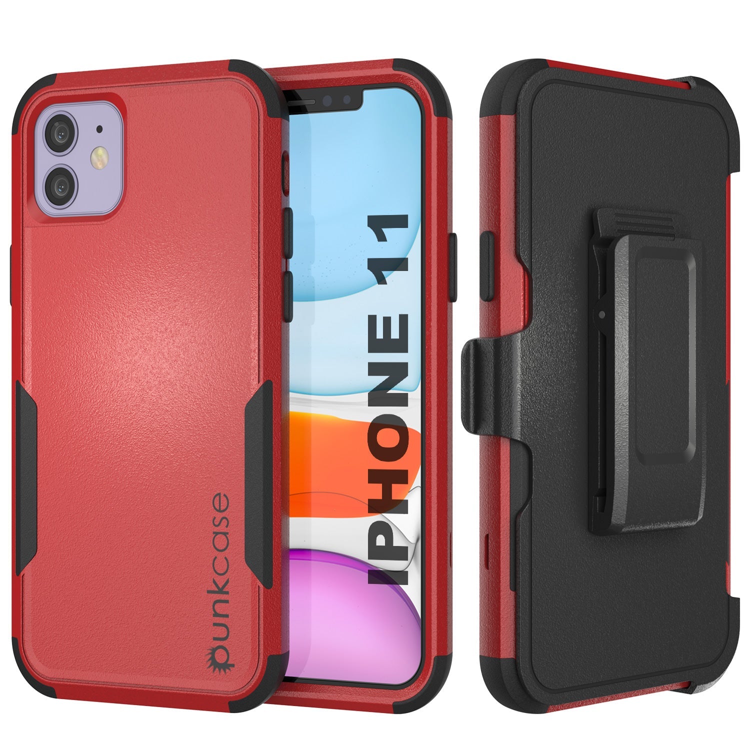 Capa de cinto multicolorida Punkcase para iPhone 11 [Série Patron] [Vermelho-Preto]