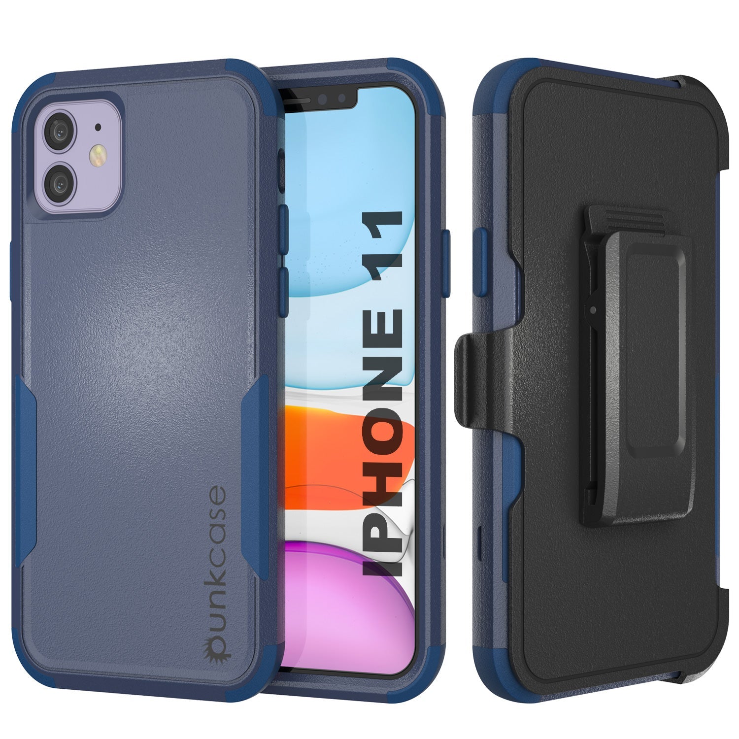 Capa Punkcase para iPhone 11 com clipe para cinto, estojo de várias camadas [Série Patron] [Navy]