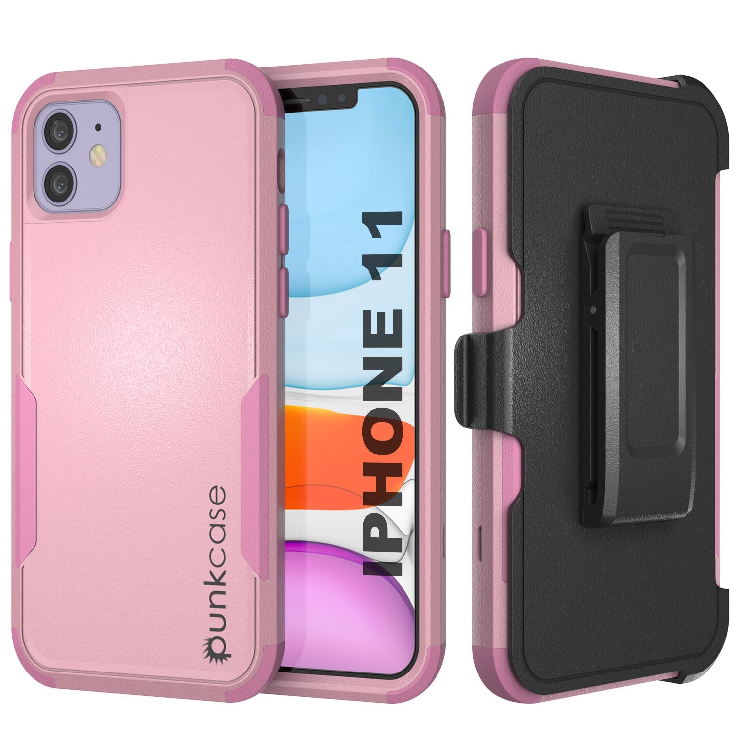 Capa de cinto Punkcase para iPhone 11 com suporte multifuncional de várias camadas [Série Patron] [Cor-de-rosa]