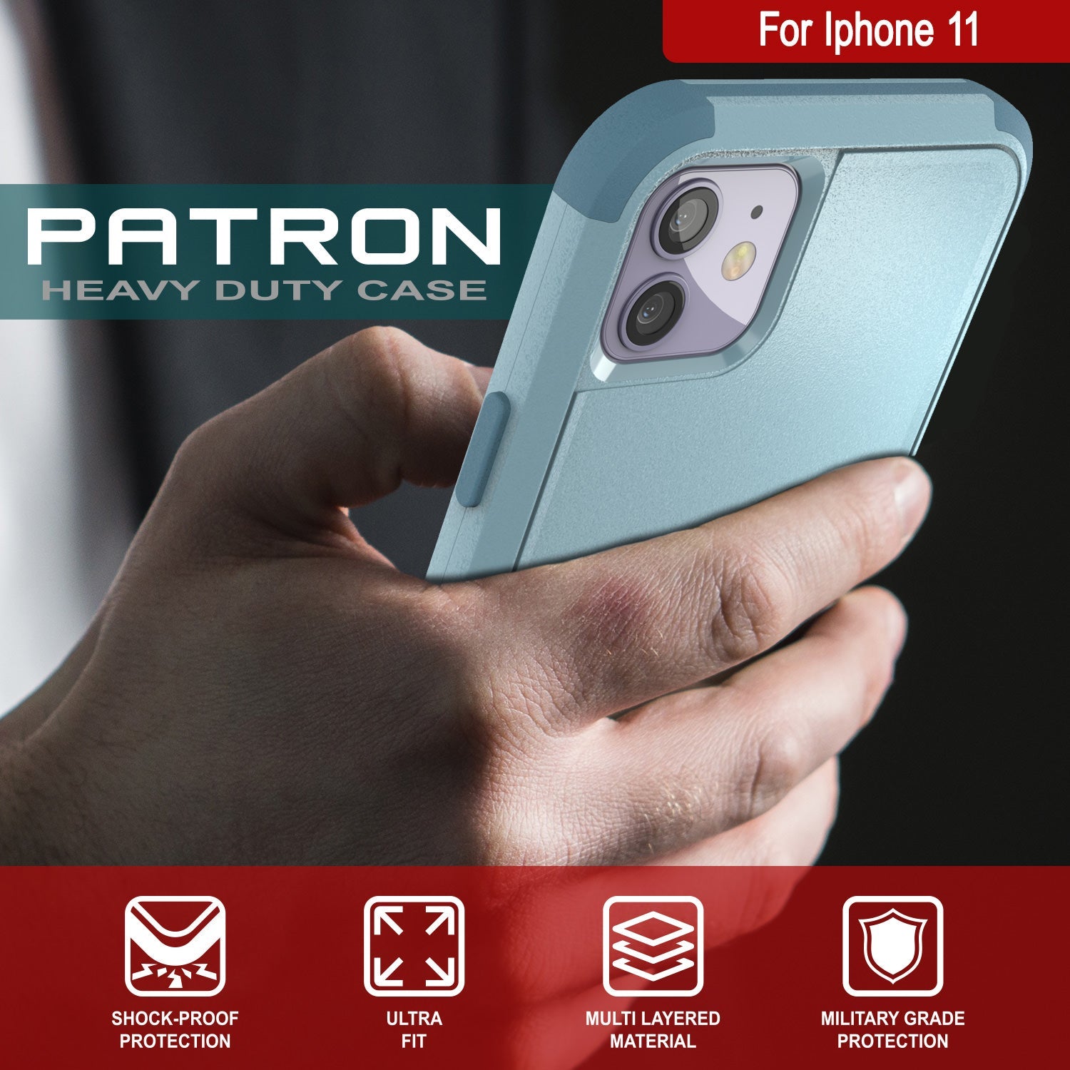 Punkcase for iPhone 11 Belt Clip Multilayer Holster Case [Patron Series] [Mint] (Color in image: Red-Black)