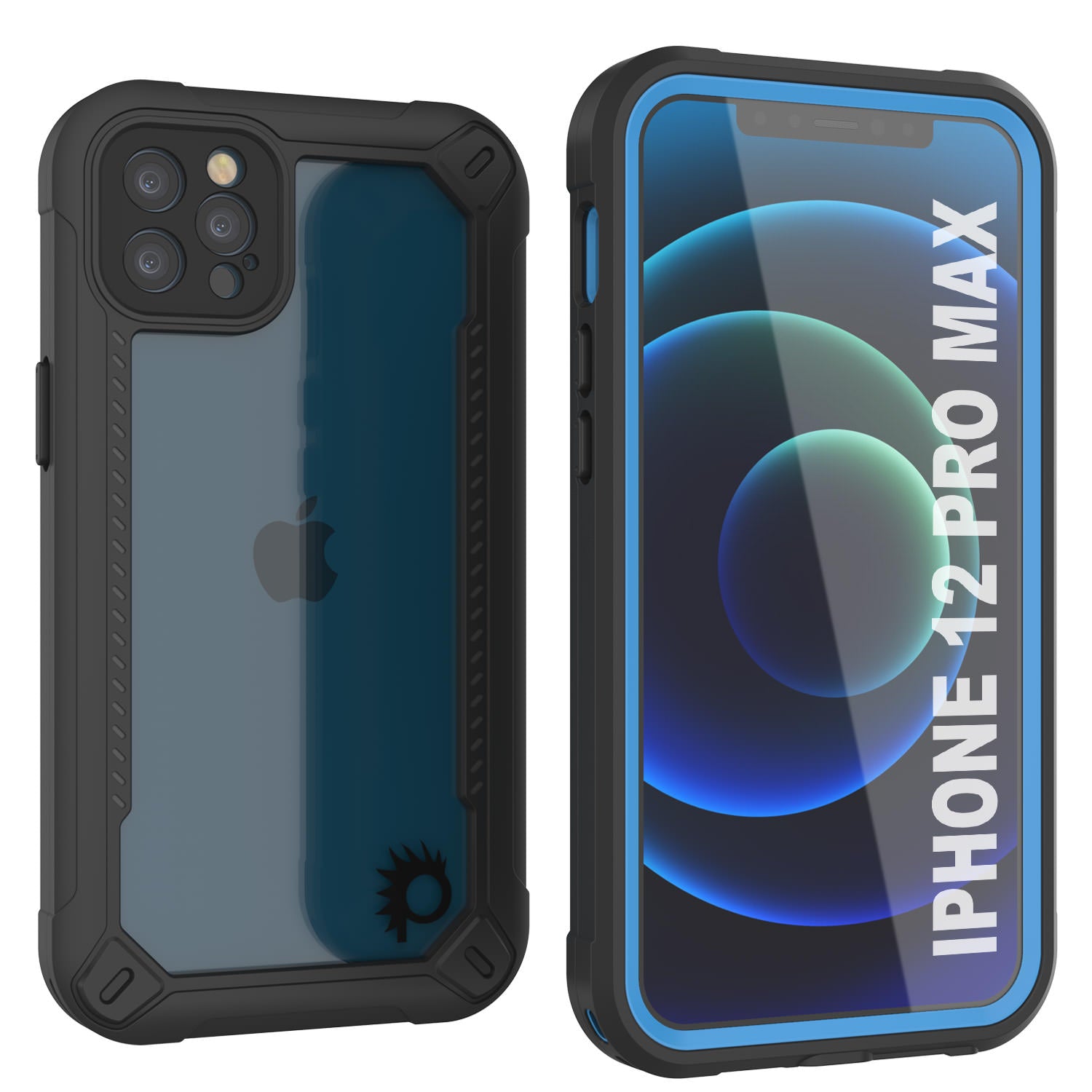 Capa à prova d'água IP68 para iPhone 12 Pro Max, Punkcase [Azul] [Série Maximus] [Ajuste Slim] [Certificado IP68] [Resistente a Choques] Capa Transparente com Protetor de Tela | Proteção Máxima