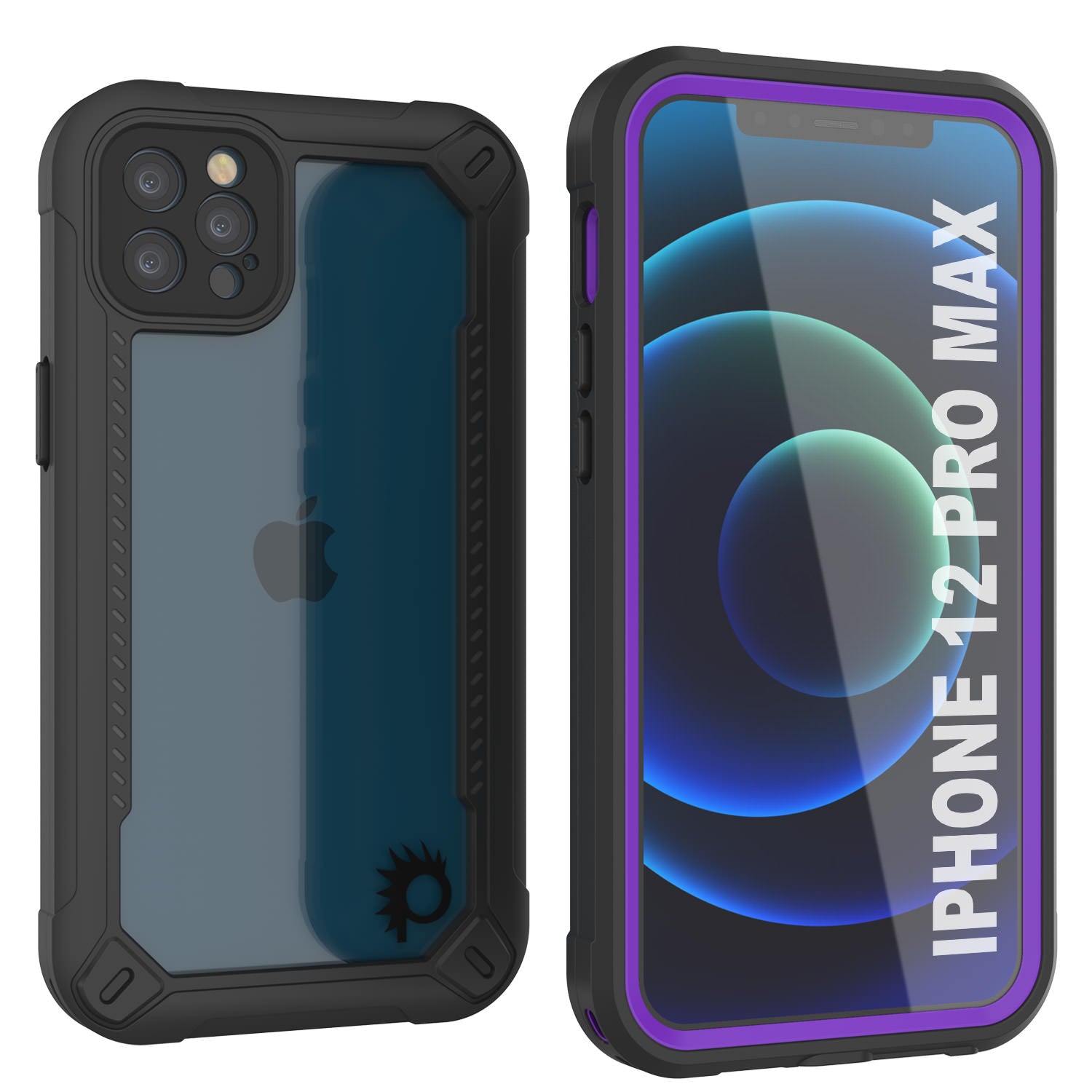 Capa à prova d'água IP68 para iPhone 12 Pro Max, Punkcase [Roxo] [Série Maximus] [Ajuste Slim] [Certificado IP68] [Resistente a Choques] Capa Transparente com Protetor de Tela | Proteção Total