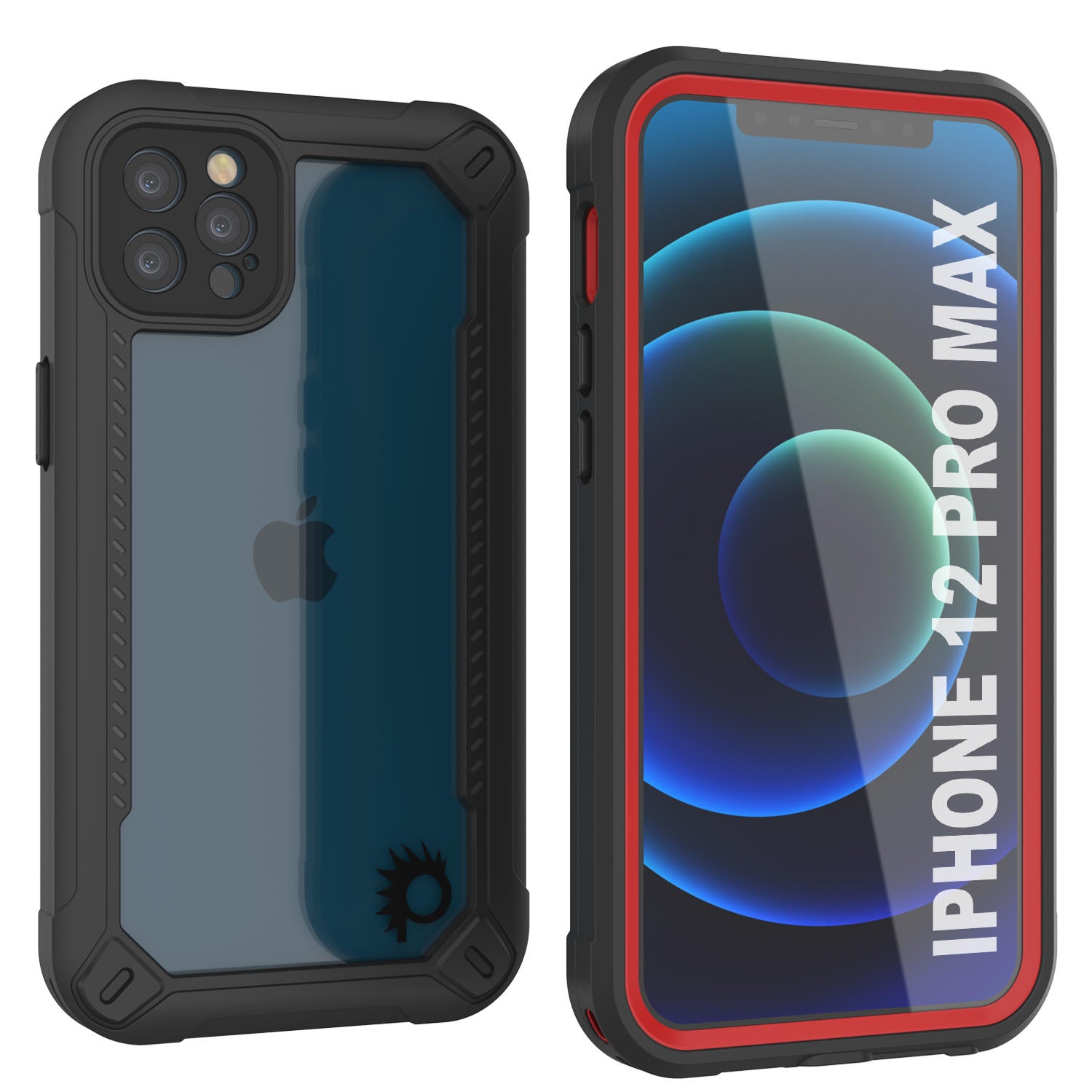 Capa à Prova d'Água IP68 para iPhone 12 Pro Max, Punkcase [vermelha] [Série Maximus] [Ajuste Fino] [Certificado IP68] [Resistente a Choques] Capa Transparente Armor com Protetor de Tela | Proteção Suprema