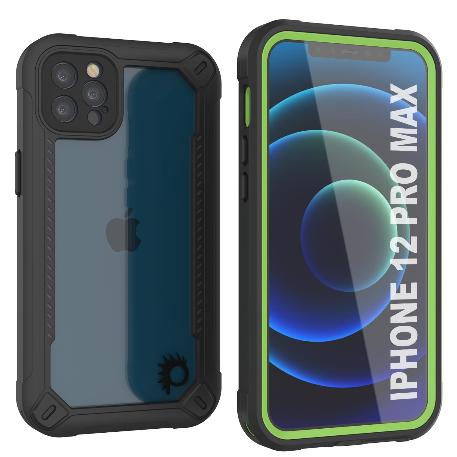 Capa à prova d'água IP68 para iPhone 12 Pro Max, Punkcase [Verde] [Série Maximus] [Ajuste Slim] [Certificado IP68] [À prova de choque] Capa transparente Armor Cover com protetor de tela | Proteção definitiva