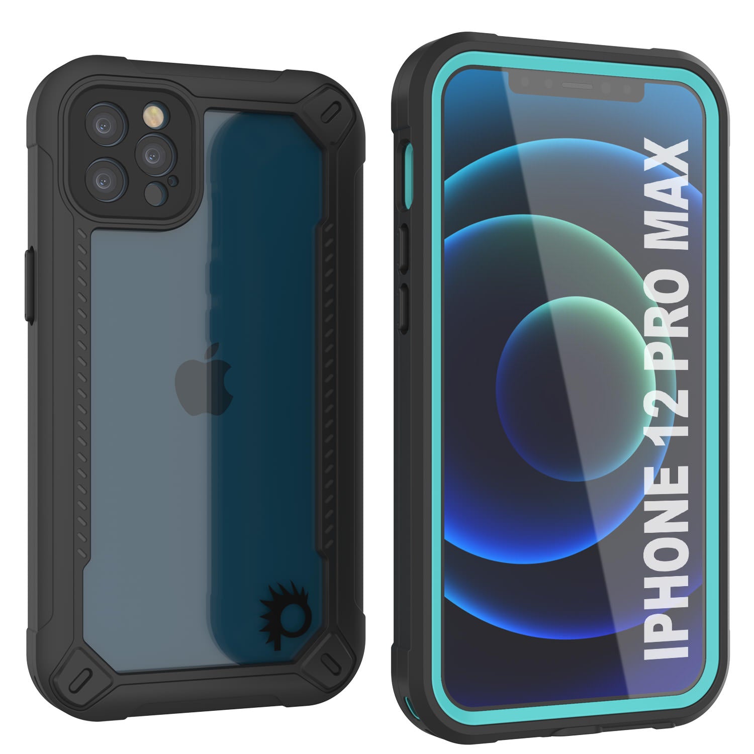 Capa à prova d'água IP68 para iPhone 12 Pro Max, Punkcase [teal] [Série Maximus] [Slim Fit] [Certificado IP68] [Resistente a Choques] Capa Transparente com Protetor de Tela | Proteção máxima