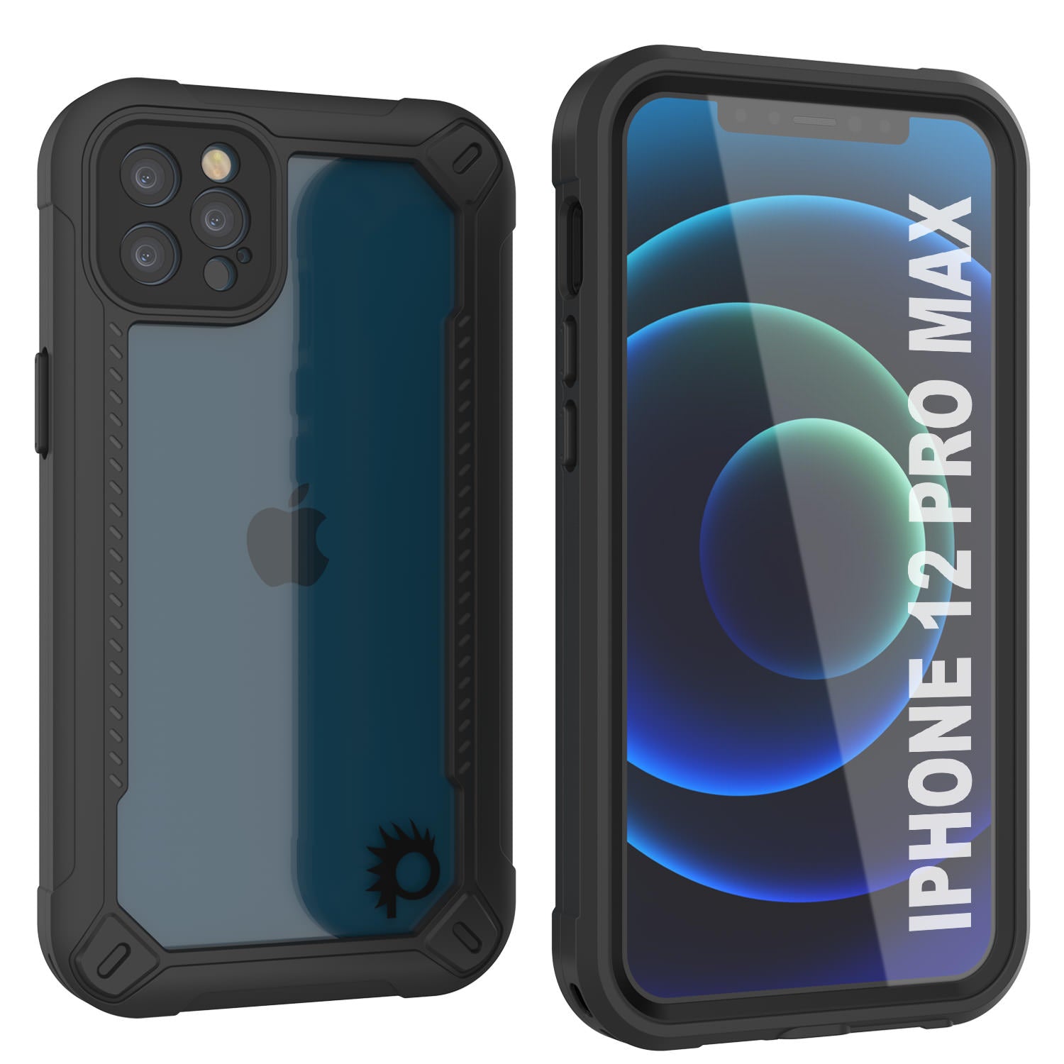 Capa à prova d'água IP68 para iPhone 12 Pro Max, Punkcase [Preto] [Série Maximus] [Ajuste fino] [Certificado IP68] [À prova de choque] Capa transparente Armor com protetor de tela | Proteção máxima