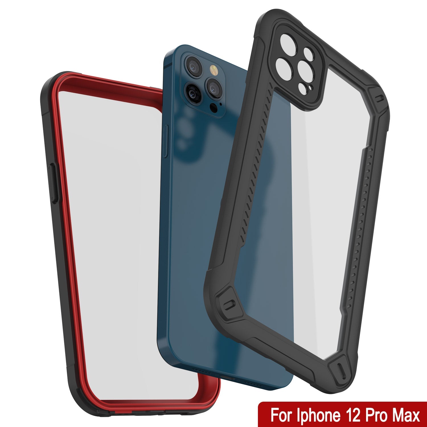 Capa à Prova d'Água IP68 para iPhone 12 Pro Max, Punkcase [vermelha] [Série Maximus] [Ajuste Fino] [Certificado IP68] [Resistente a Choques] Capa Transparente Armor com Protetor de Tela | Proteção Suprema