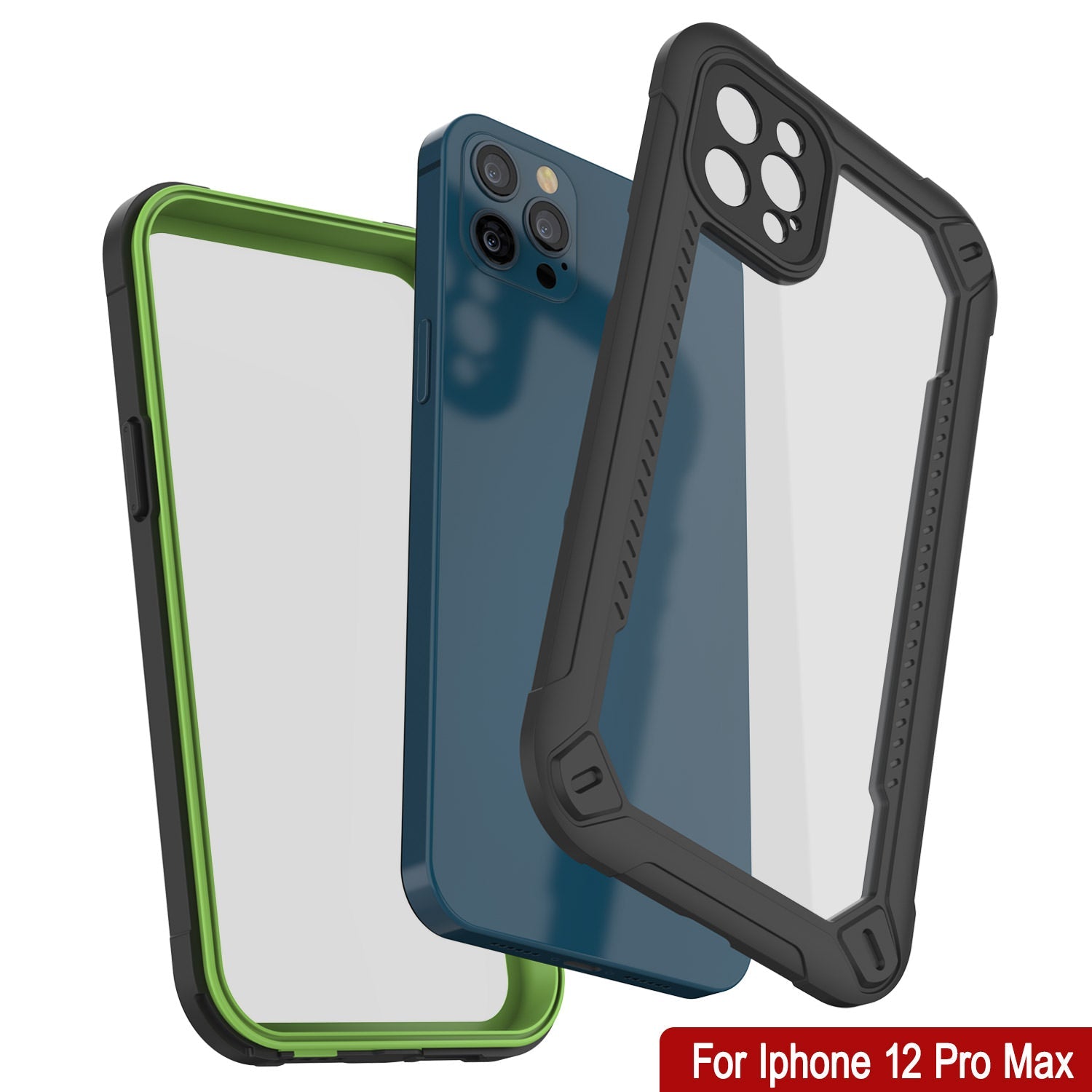 Capa à prova d'água IP68 para iPhone 12 Pro Max, Punkcase [Verde] [Série Maximus] [Ajuste Slim] [Certificado IP68] [À prova de choque] Capa transparente Armor Cover com protetor de tela | Proteção definitiva