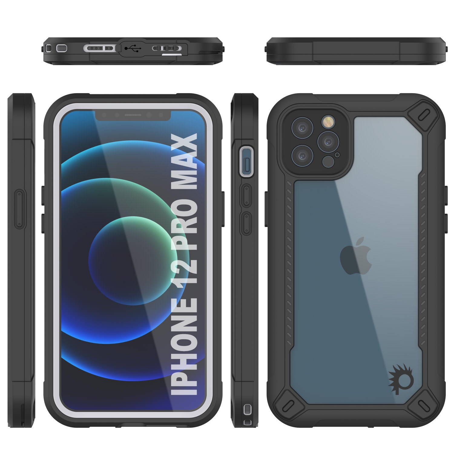 Capa à prova d'água IP68 para iPhone 12 Pro Max, Punkcase [branco] [Série Maximus] [Slim Fit] [Certificado IP68] [Resistente a choques] Cobertura transparente de armadura com protetor de tela | Proteção máxima