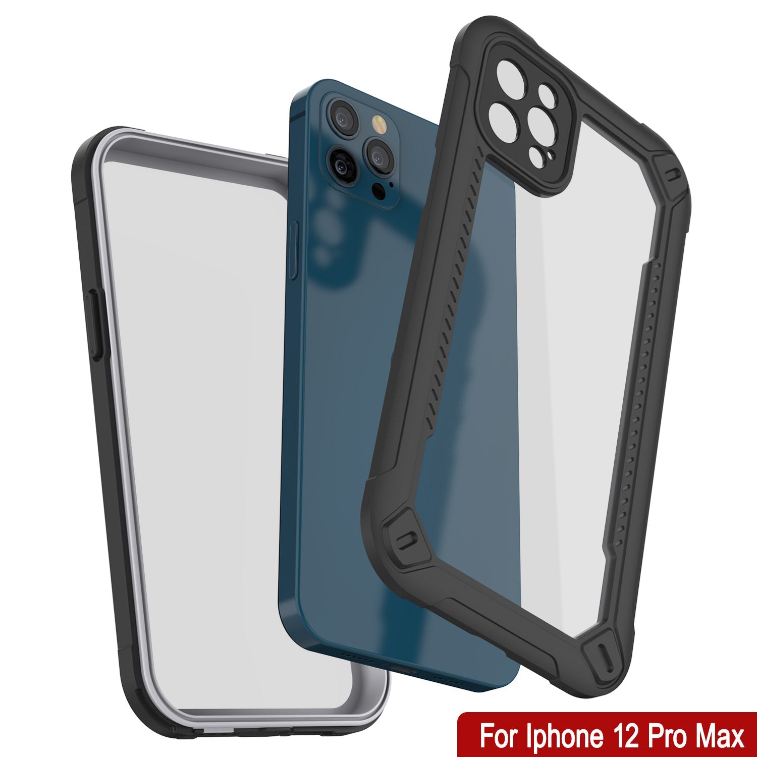 Capa à prova d'água IP68 para iPhone 12 Pro Max, Punkcase [branco] [Série Maximus] [Slim Fit] [Certificado IP68] [Resistente a choques] Cobertura transparente de armadura com protetor de tela | Proteção máxima