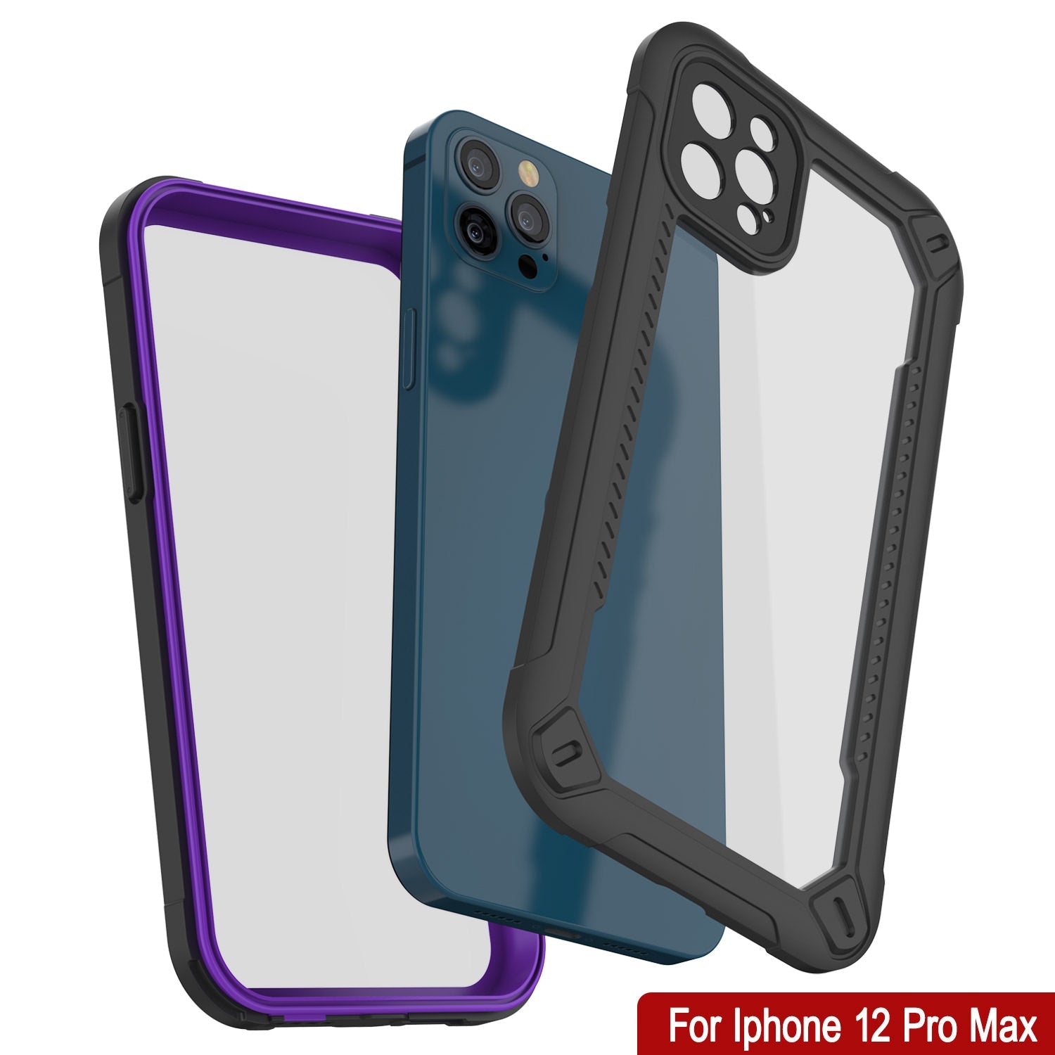 Capa à prova d'água IP68 para iPhone 12 Pro Max, Punkcase [Roxo] [Série Maximus] [Ajuste Slim] [Certificado IP68] [Resistente a Choques] Capa Transparente com Protetor de Tela | Proteção Total