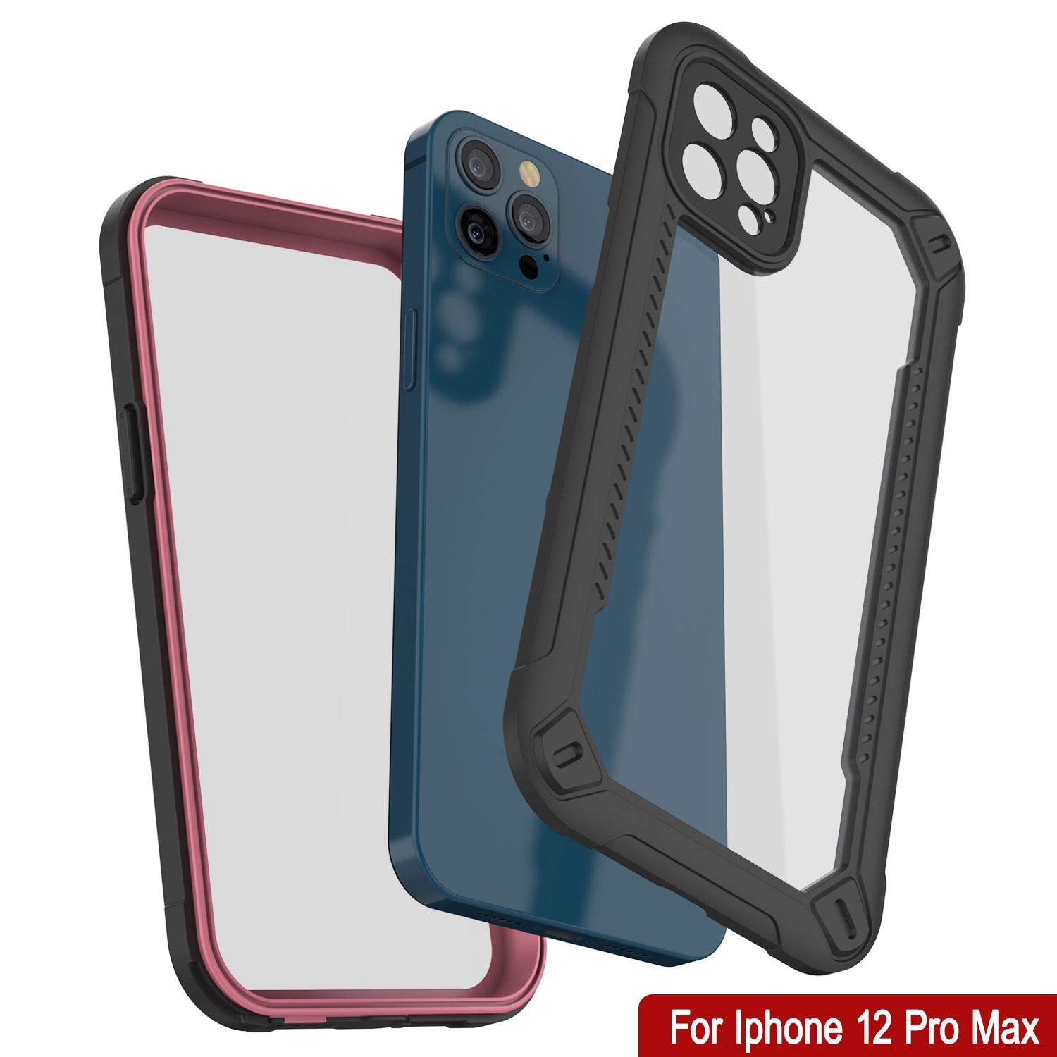 Capa à prova d'água IP68 para iPhone 12 Pro Max, Punkcase [rosa] [Série Maximus] [Ajuste Slim] [Certificado IP68] [Resistente a Choques] Capa Protetora Transparente com Protetor de Tela | Proteção Final