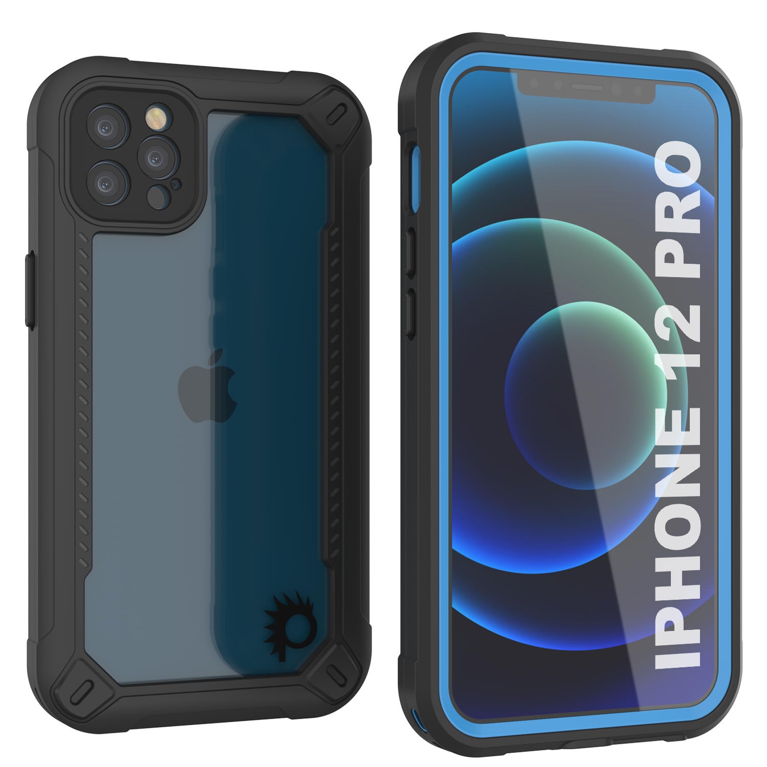 Capa à Prova d'Água IP68 para iPhone 12 Pro, Punkcase [Azul] [Série Maximus] [Slim Fit] [Certificado IP68] [À Prova de Choque] Capa Transparente com Protetor de Tela | Proteção Máxima