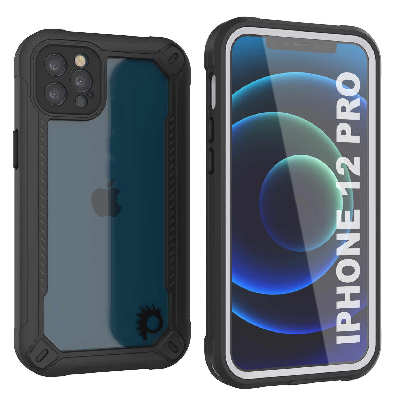 Capa à prova d'água IP68 para iPhone 12 Pro, Punkcase [branca] [Série Maximus] [Ajuste fino] [Certificado IP68] [Resistente a Choques] Capa Transparente de Armadura com Protetor de Tela | Proteção Total