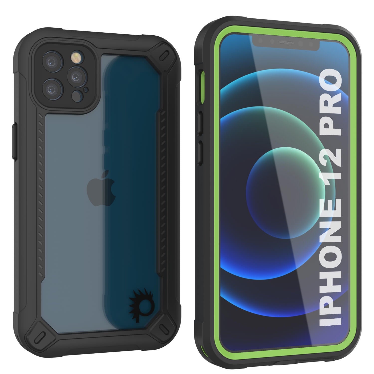 Capa à prova d'água IP68 para iPhone 12 Pro, Punkcase [Verde] [Série Maximus] [Ajuste Slim] [Certificado IP68] [Resistente a Choques] Capa Transparente com Protetor de Tela | Proteção Total