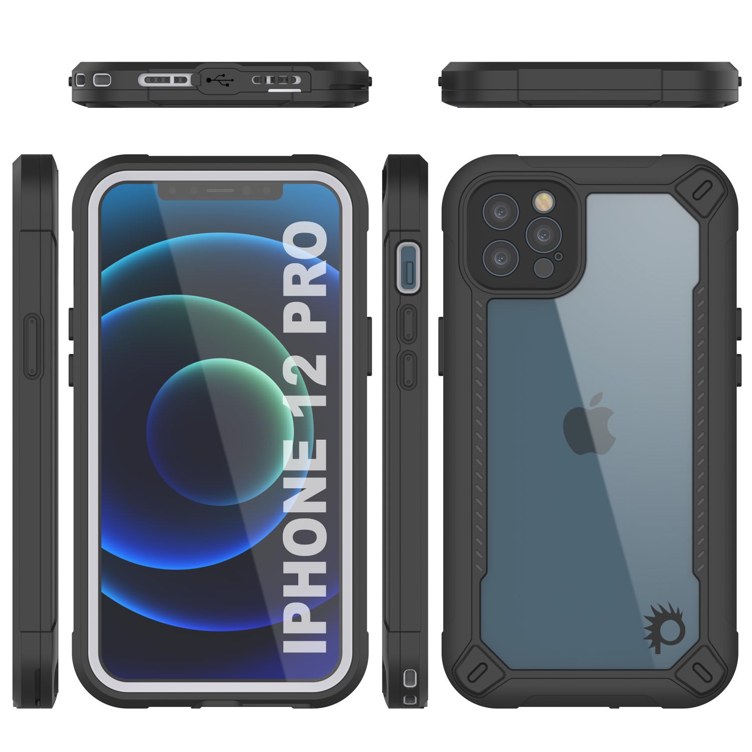 Capa à prova d'água IP68 para iPhone 12 Pro, Punkcase [branca] [Série Maximus] [Ajuste fino] [Certificado IP68] [Resistente a Choques] Capa Transparente de Armadura com Protetor de Tela | Proteção Total