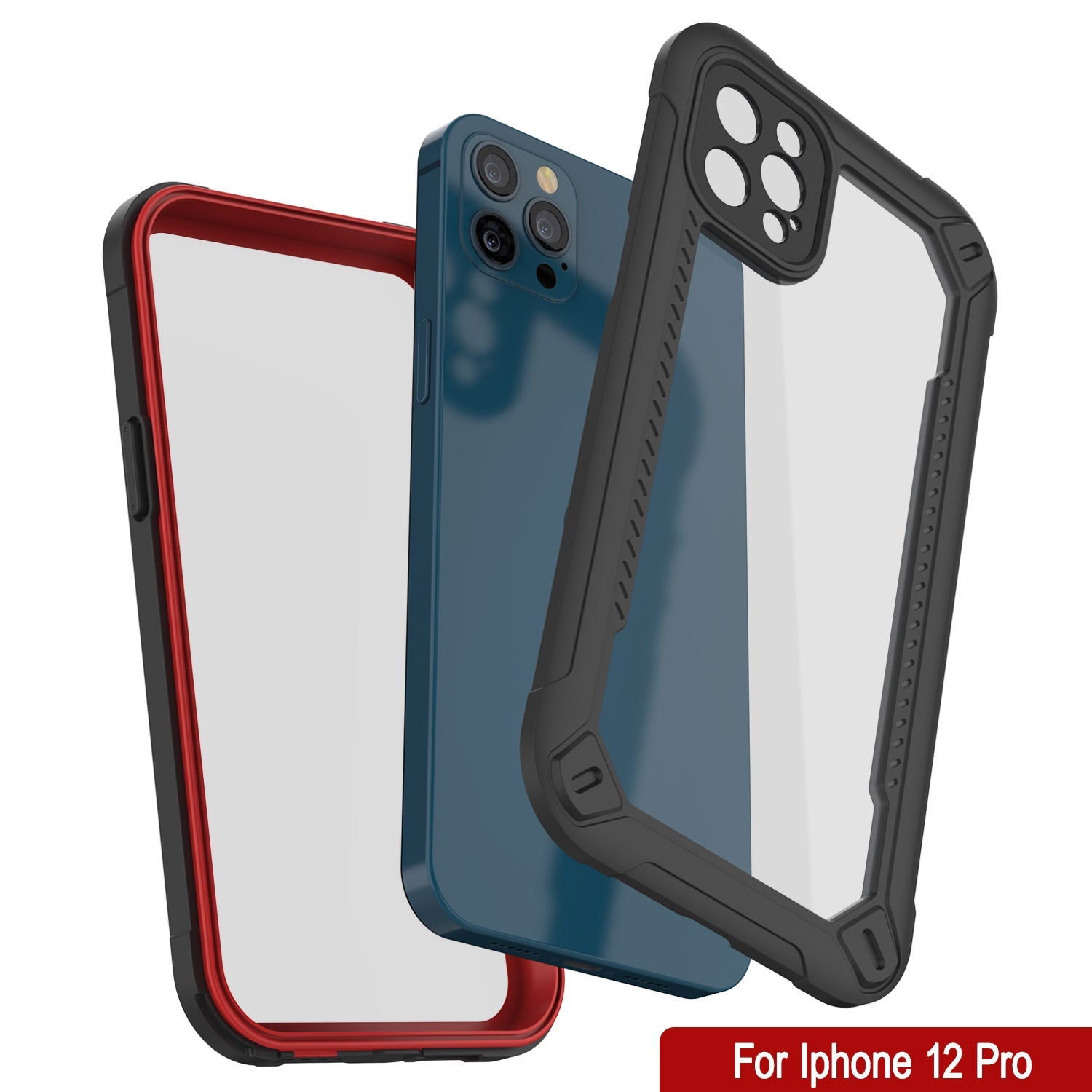 Capa à Prova d'Água IP68 para iPhone 12 Pro, Punkcase [vermelha] [Série Maximus] [Ajuste Fino] [Certificado IP68] [Resistente a Choques] Capa Transparente com Protetor de Tela | Proteção Total
