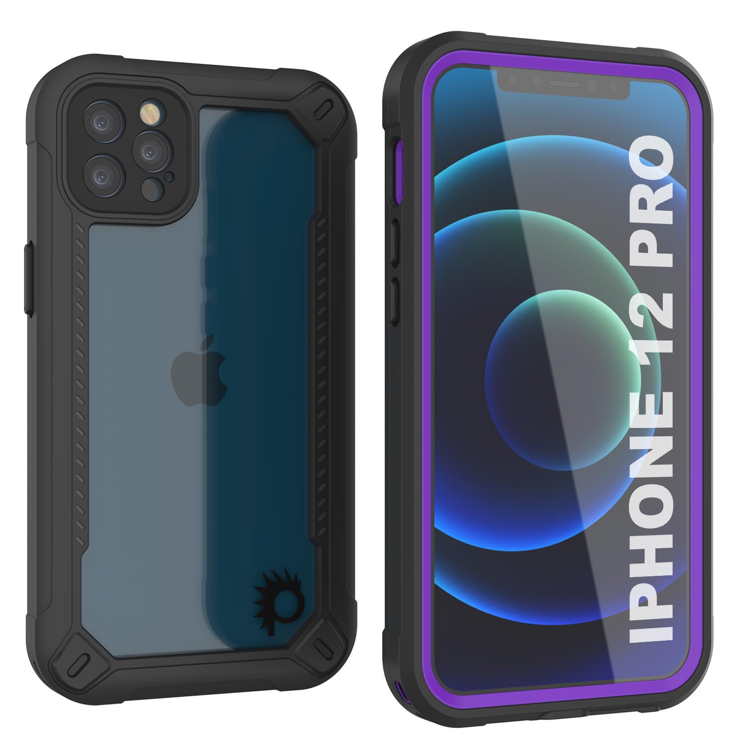 Capa à prova d'água IP68 para iPhone 12 Pro, Punkcase [Roxo] [Série Maximus] [Ajuste Slim] [Certificado IP68] [Resistente a Choques] Tampa de Armadura Transparente com Protetor de Tela | Proteção Definitiva
