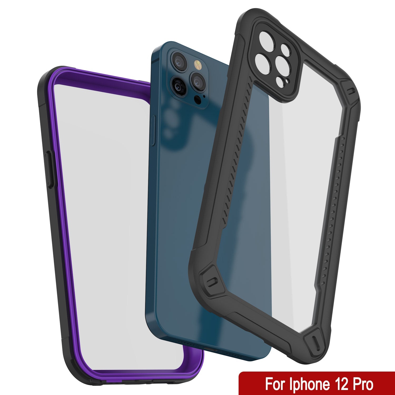 Capa à prova d'água IP68 para iPhone 12 Pro, Punkcase [Roxo] [Série Maximus] [Ajuste Slim] [Certificado IP68] [Resistente a Choques] Tampa de Armadura Transparente com Protetor de Tela | Proteção Definitiva