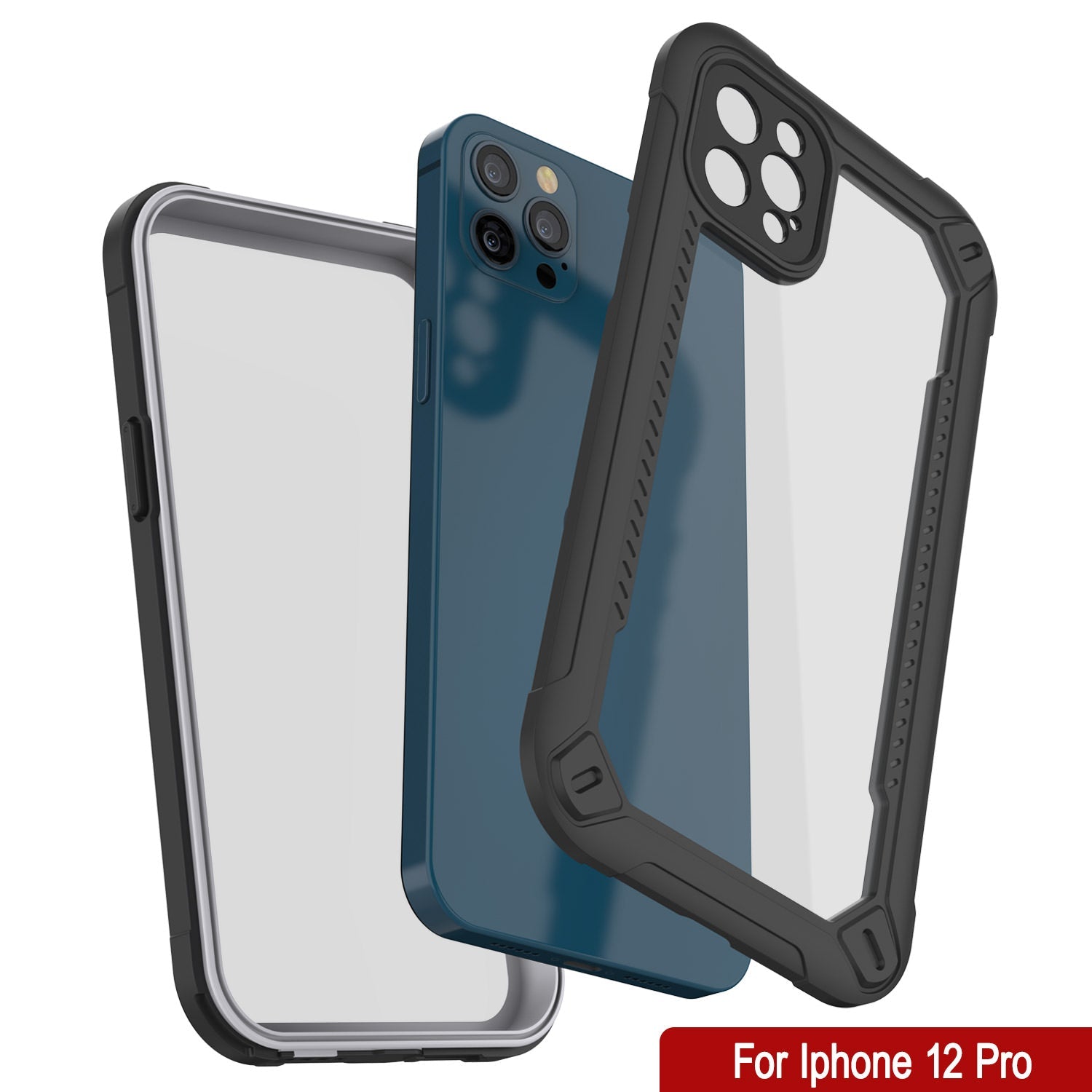 Capa à prova d'água IP68 para iPhone 12 Pro, Punkcase [branca] [Série Maximus] [Ajuste fino] [Certificado IP68] [Resistente a Choques] Capa Transparente de Armadura com Protetor de Tela | Proteção Total