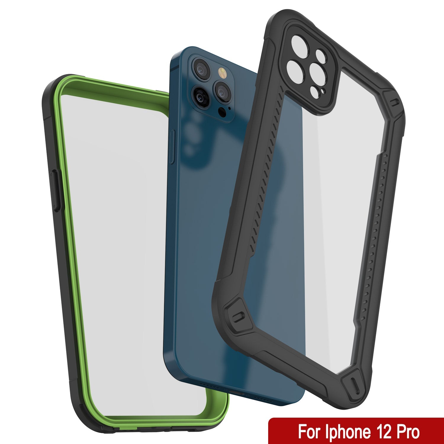 Capa à prova d'água IP68 para iPhone 12 Pro, Punkcase [Verde] [Série Maximus] [Ajuste Slim] [Certificado IP68] [Resistente a Choques] Capa Transparente com Protetor de Tela | Proteção Total