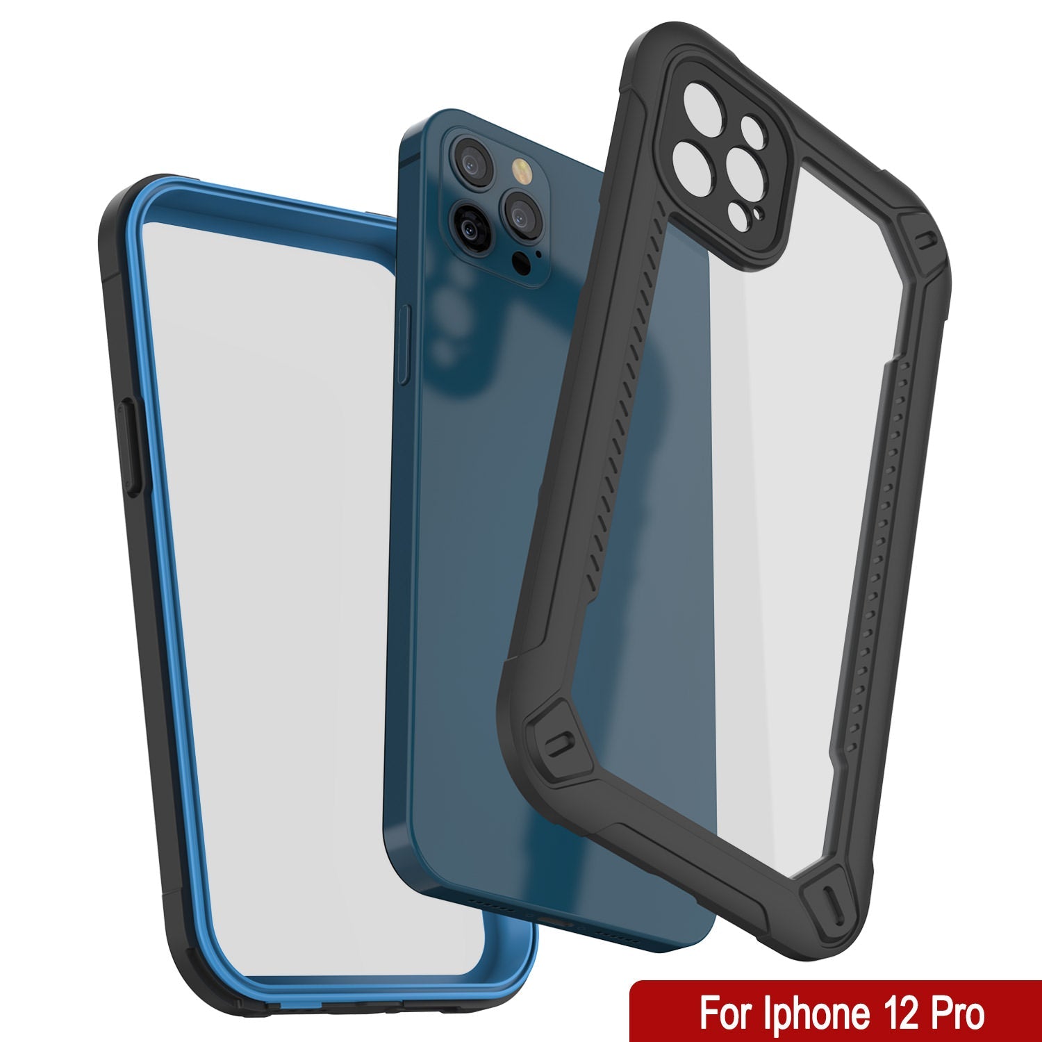 Capa à Prova d'Água IP68 para iPhone 12 Pro, Punkcase [Azul] [Série Maximus] [Slim Fit] [Certificado IP68] [À Prova de Choque] Capa Transparente com Protetor de Tela | Proteção Máxima