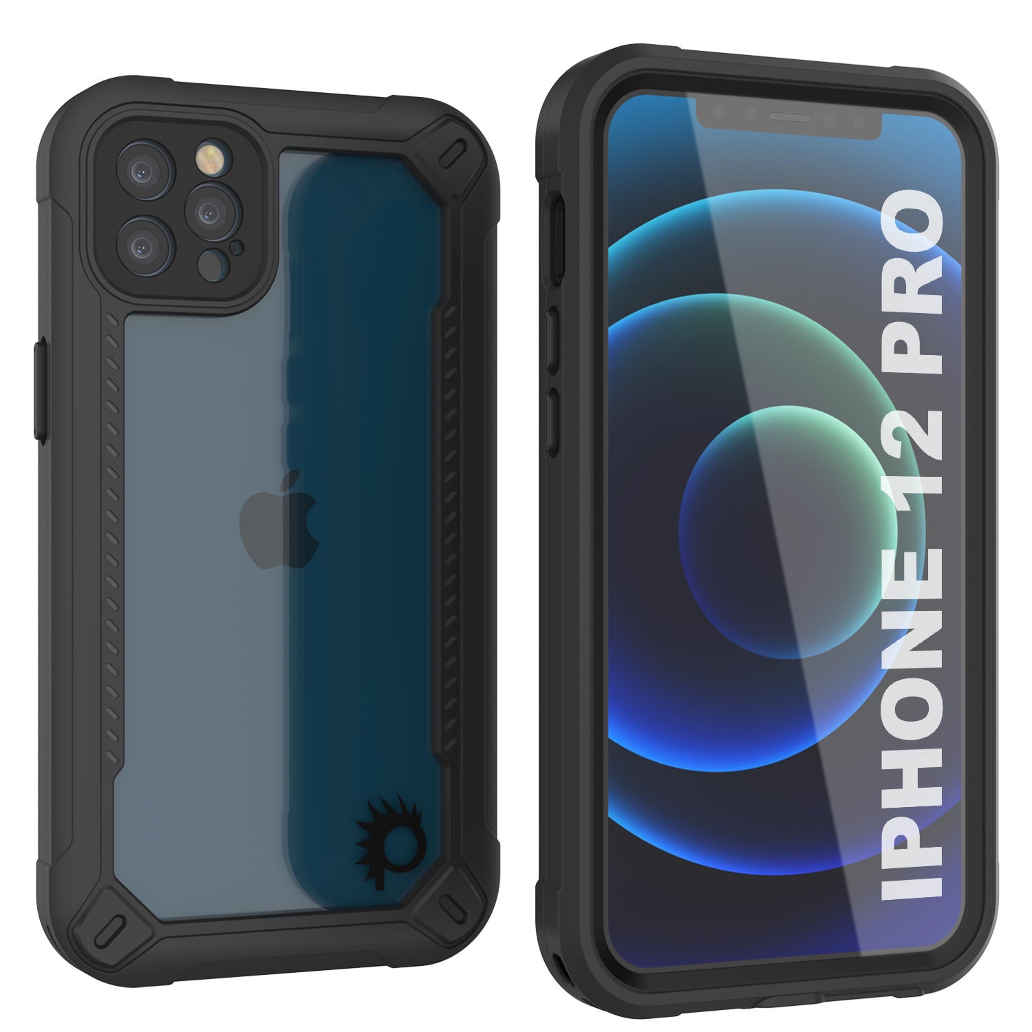 Capa à prova d'água IP68 para iPhone 12 Pro, Punkcase [Preto] [Série Maximus] [Slim Fit] [Certificado IP68] [Resistente a Impactos] Capa Armor Transparente com Protetor de Tela | Proteção Total