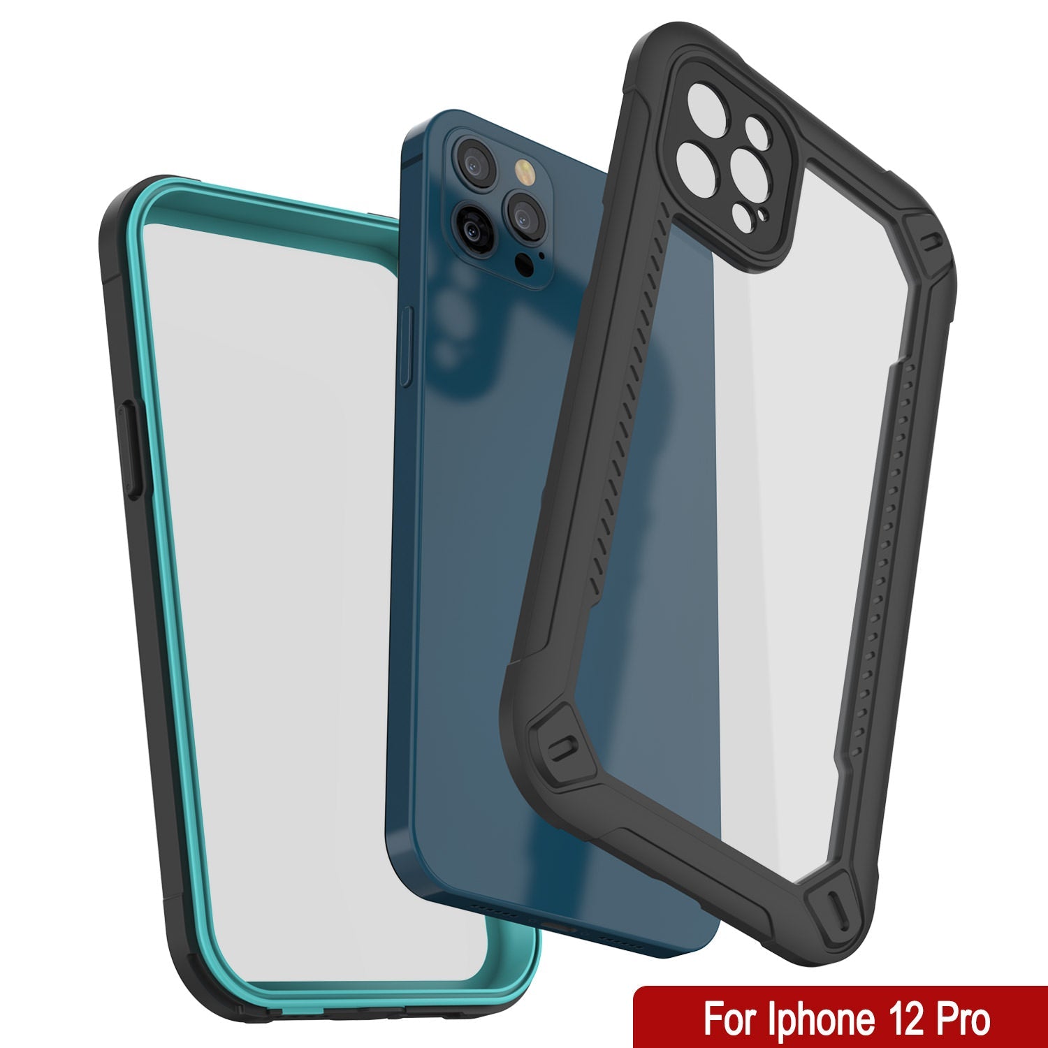 Capa impermeável IP68 para iPhone 12 Pro, Punkcase [teal] [Série Maximus] [Slim Fit] [Certificado IP68] [Resistente a choques] Cobertura clara em armadura com protetor de tela | Proteção máxima