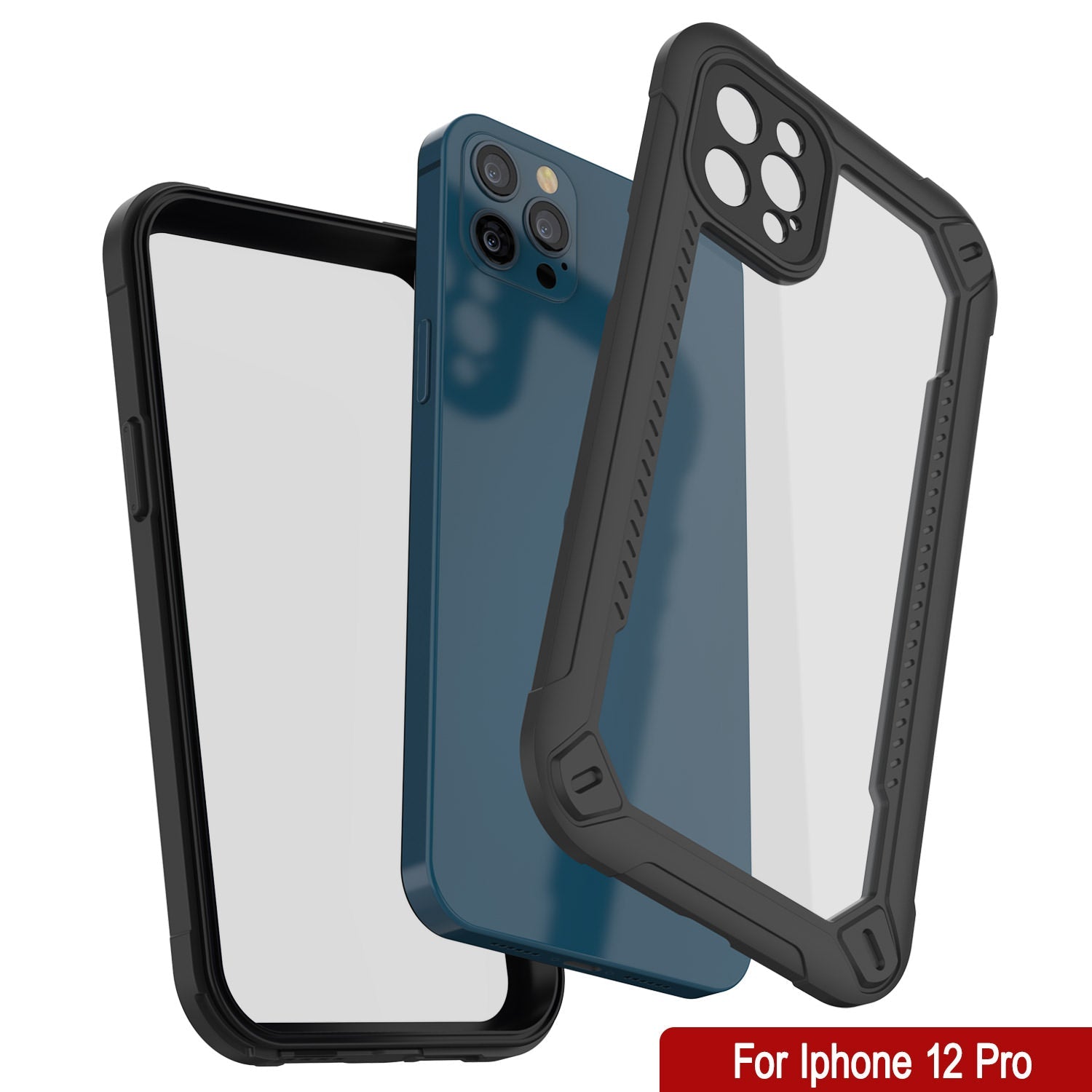 Capa à prova d'água IP68 para iPhone 12 Pro, Punkcase [Preto] [Série Maximus] [Slim Fit] [Certificado IP68] [Resistente a Impactos] Capa Armor Transparente com Protetor de Tela | Proteção Total