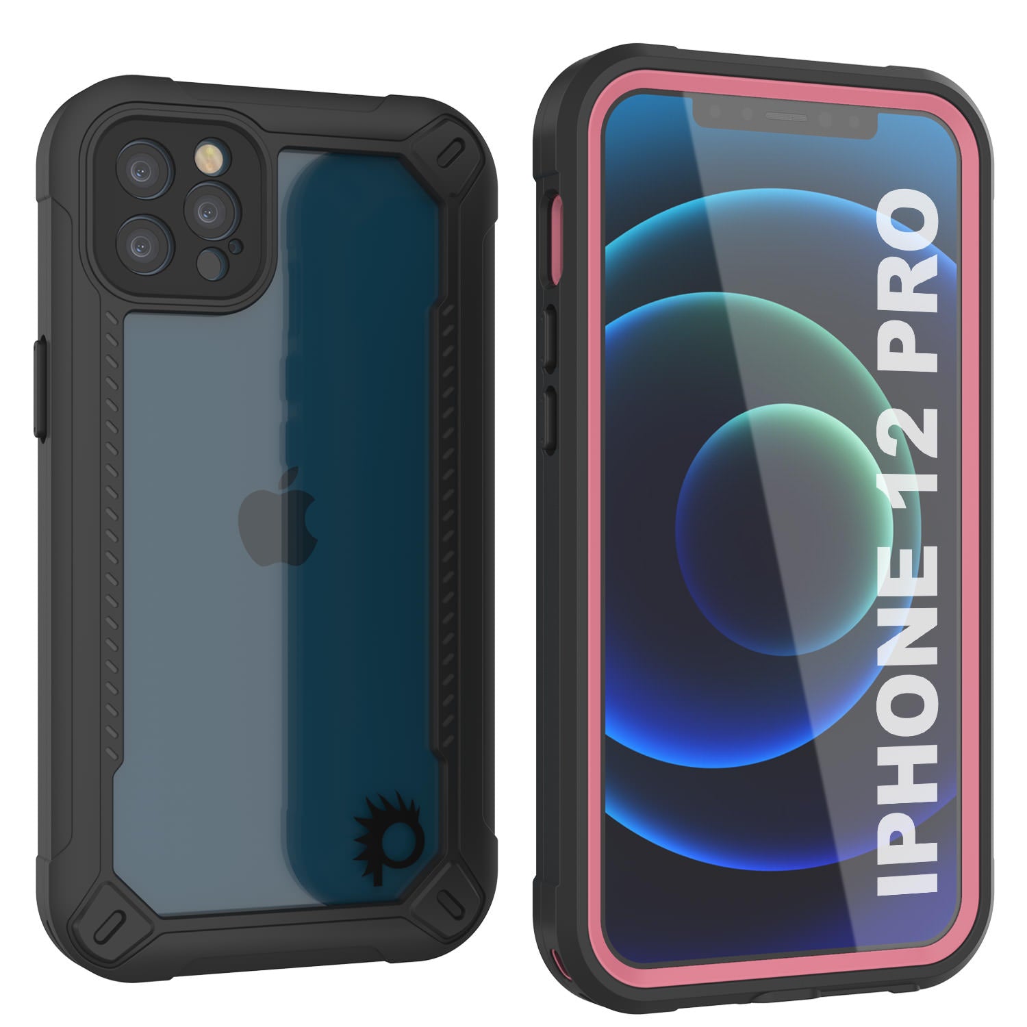 Capa à prova d'água IP68 para iPhone 12 Pro, Punkcase [rosa] [Série Maximus] [Ajuste Slim] [Certificado IP68] [À Prova de Choque] Cobertura de armadura transparente com protetor de tela | Proteção definitiva