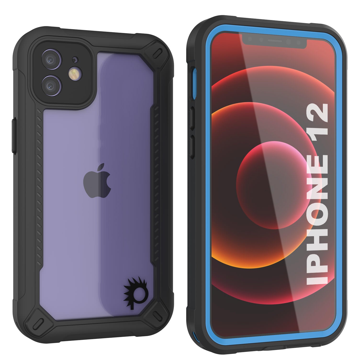Capa à Prova d'Água IP68 para iPhone 12, Punkcase [Azul] [Série Maximus] [Ajuste Slim] [Certificado IP68] [Resistente a Choques] Capa Transparente de Armadura com Protetor de Tela | Proteção Total