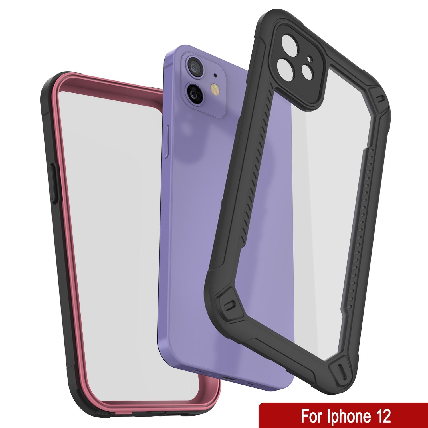 Capa à prova d'água IP68 para iPhone 12, Punkcase [pink] [Série Maximus] [Slim Fit] [Certificado IP68] [À prova de choque] Capa transparente de armadura com protetor de tela | Proteção total