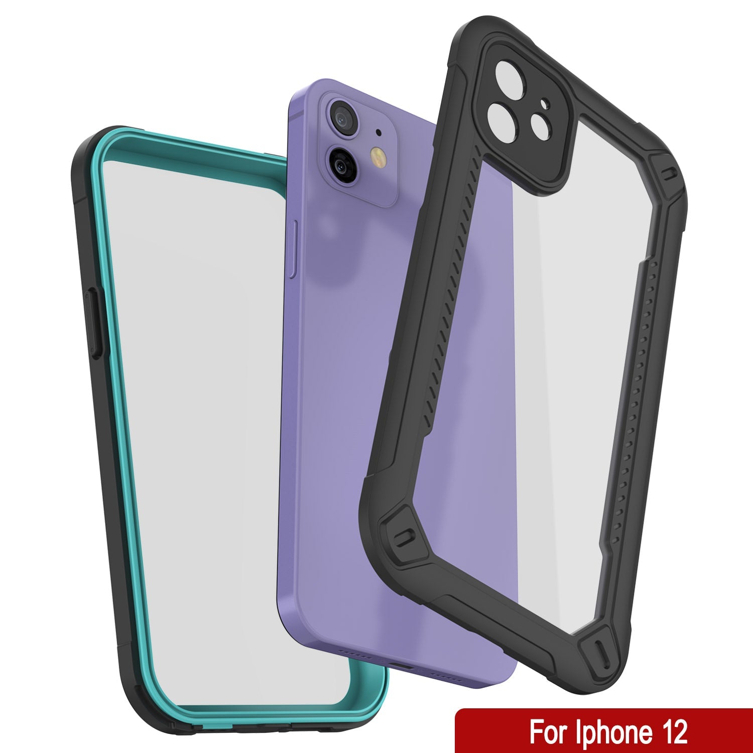 Capa à prova d'água IP68 para iPhone 12, Punkcase [teal] [Série Maximus] [Ajuste Slim] [Certificado IP68] [À prova de choque] Capa transparente com protetor de tela | Proteção máxima