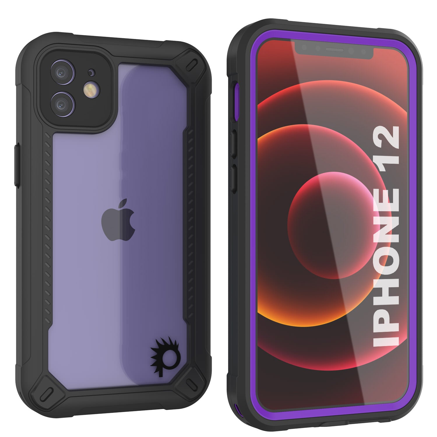 Capa à prova d'água IP68 para iPhone 12, Punkcase [roxa] [Série Maximus] [Ajuste fino] [Certificado IP68] [Resistente a choques] Capa de armadura transparente com protetor de tela | Proteção máxima