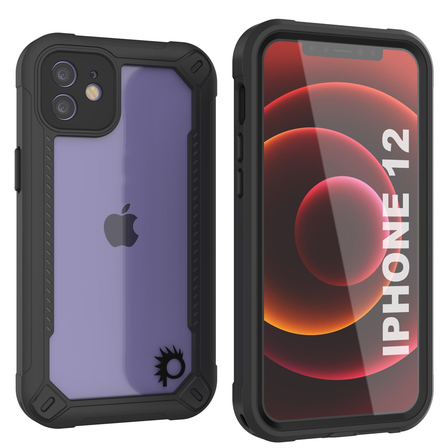 Capa à prova d'água para iPhone 12 IP68, Punkcase [Preto] [Série Maximus] [Ajuste Slim] [Certificado IP68] [À Prova de Choque] Capa de Armadura Transparente com Protetor de Tela | Proteção Total
