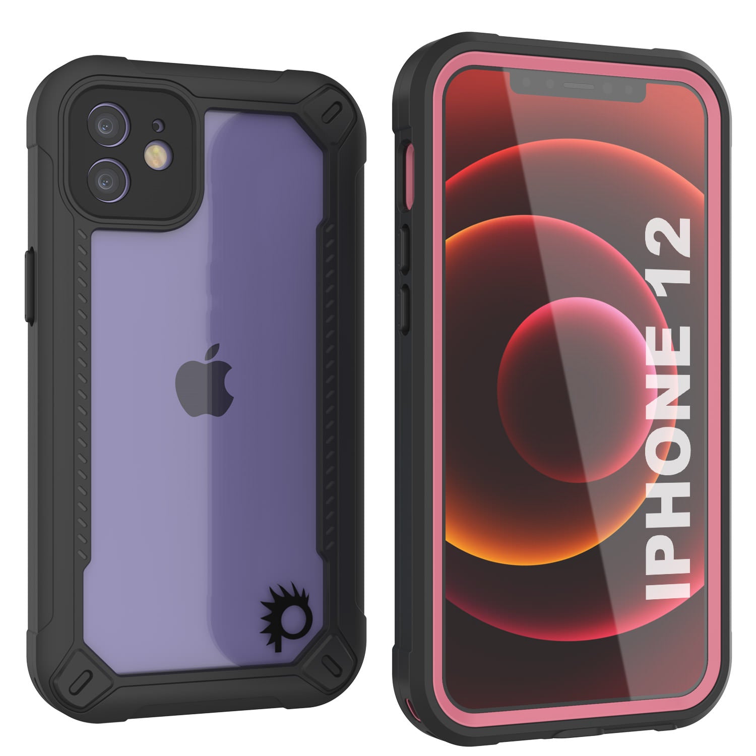 Capa à prova d'água IP68 para iPhone 12, Punkcase [pink] [Série Maximus] [Slim Fit] [Certificado IP68] [À prova de choque] Capa transparente de armadura com protetor de tela | Proteção total
