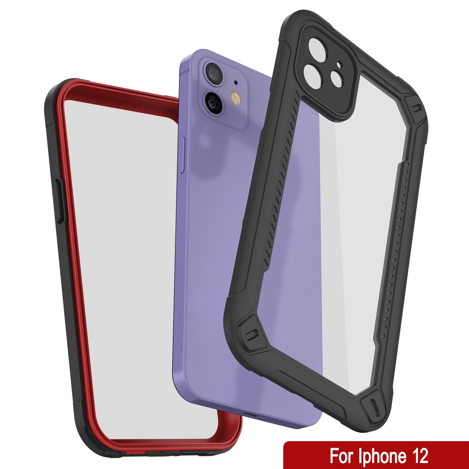 Capa à prova d'água IP68 para iPhone 12, Punkcase [vermelha] [Série Maximus] [Ajuste Slim] [Certificado IP68] [Resistente a Choques] Capa Transparente com Protetor de Tela | Proteção Máxima