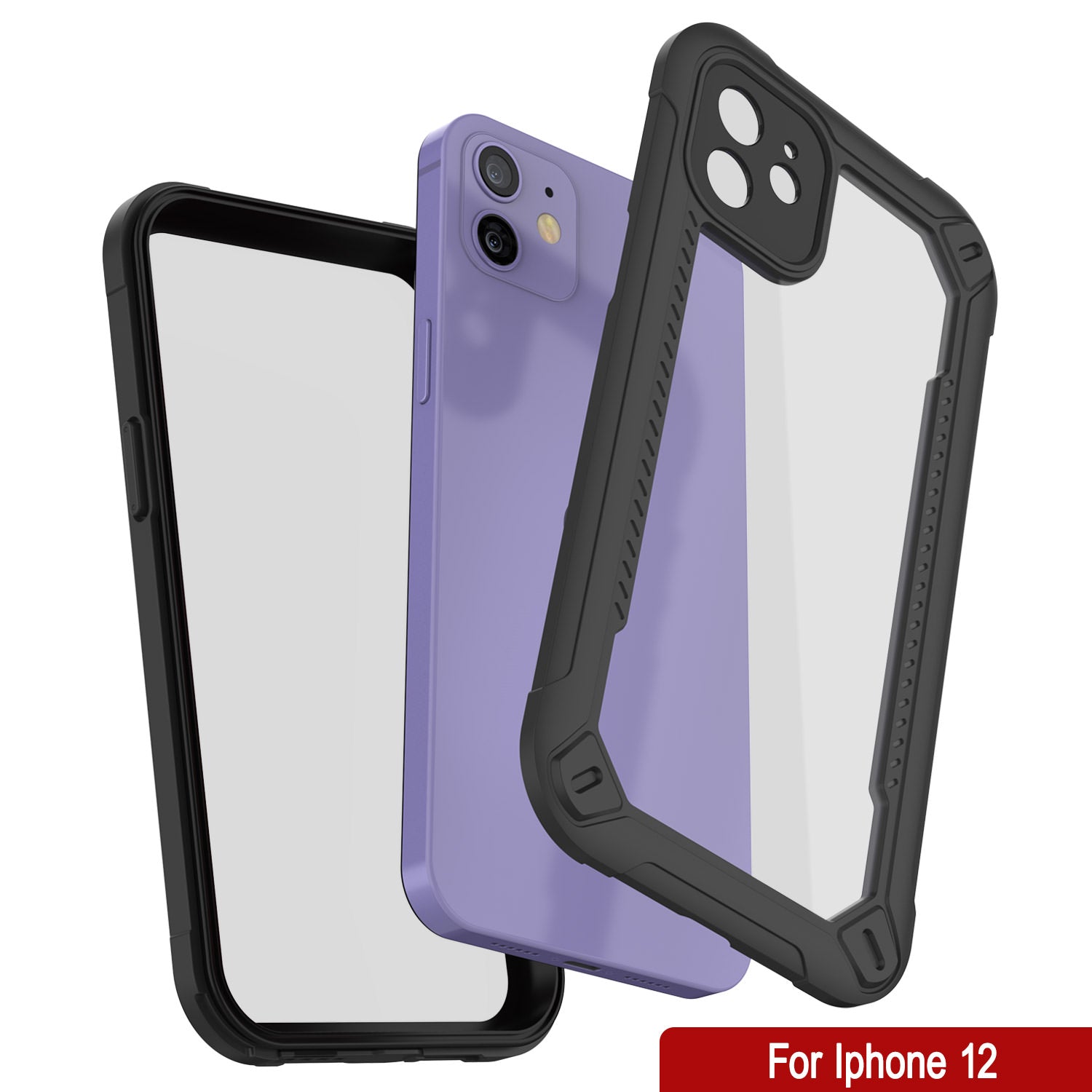 Capa à prova d'água para iPhone 12 IP68, Punkcase [Preto] [Série Maximus] [Ajuste Slim] [Certificado IP68] [À Prova de Choque] Capa de Armadura Transparente com Protetor de Tela | Proteção Total