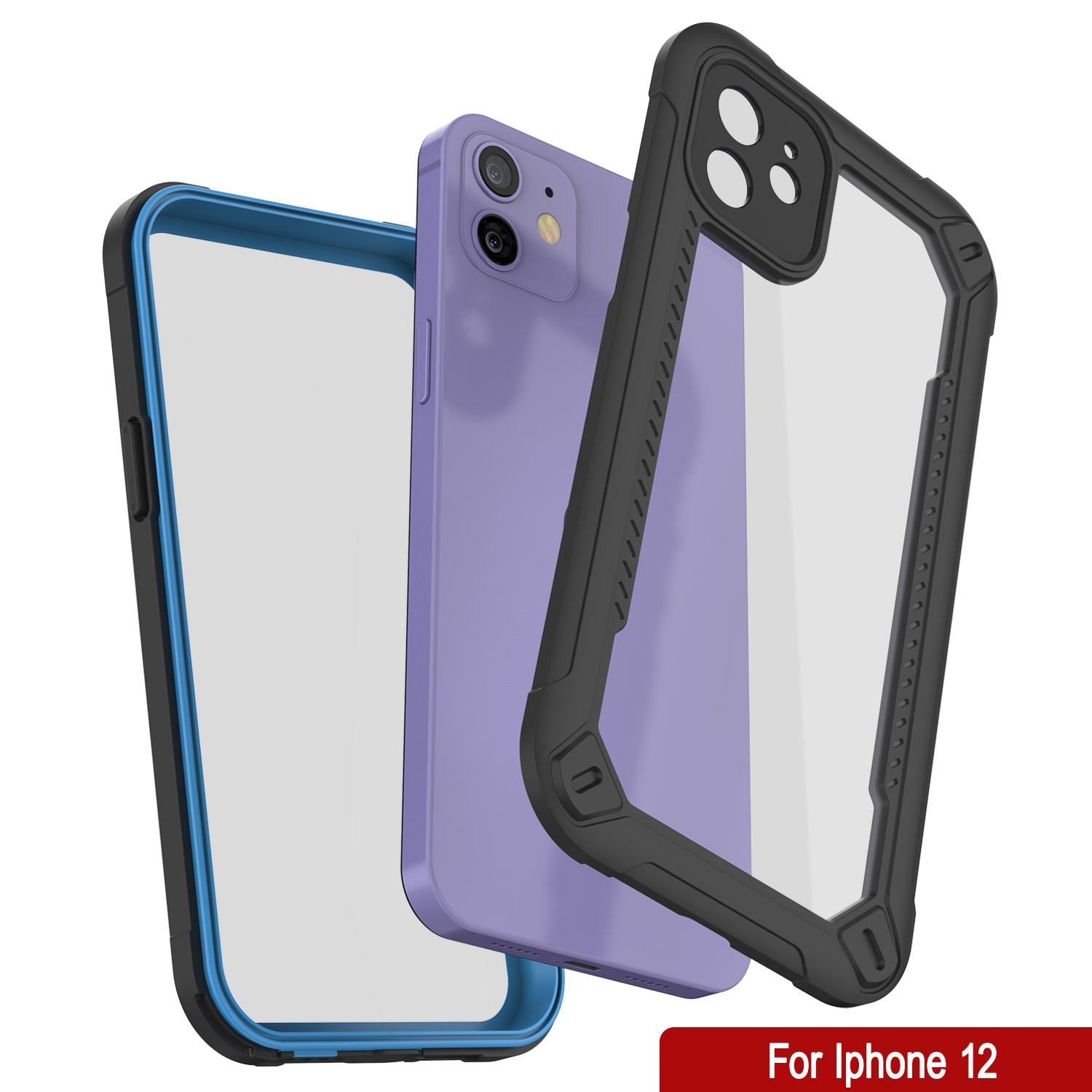 Capa à Prova d'Água IP68 para iPhone 12, Punkcase [Azul] [Série Maximus] [Ajuste Slim] [Certificado IP68] [Resistente a Choques] Capa Transparente de Armadura com Protetor de Tela | Proteção Total