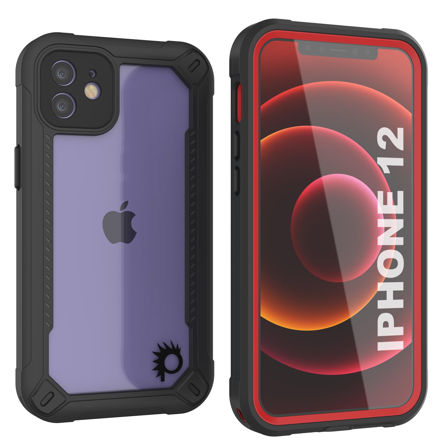 Capa à prova d'água IP68 para iPhone 12, Punkcase [vermelha] [Série Maximus] [Ajuste Slim] [Certificado IP68] [Resistente a Choques] Capa Transparente com Protetor de Tela | Proteção Máxima