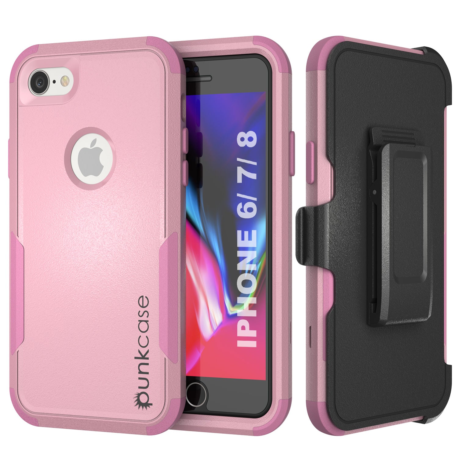 Punkcase para iPhone 8 Capa de bolsa de cinto Multicamada [Série Patron] [Rosa]