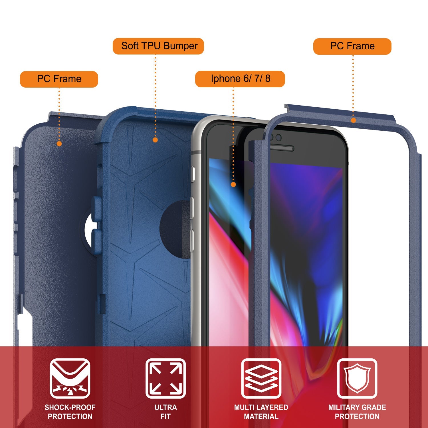 Punkcase for iPhone 6 Belt Clip Multilayer Holster Case [Patron Series] [Navy] (Color in image: Mint)