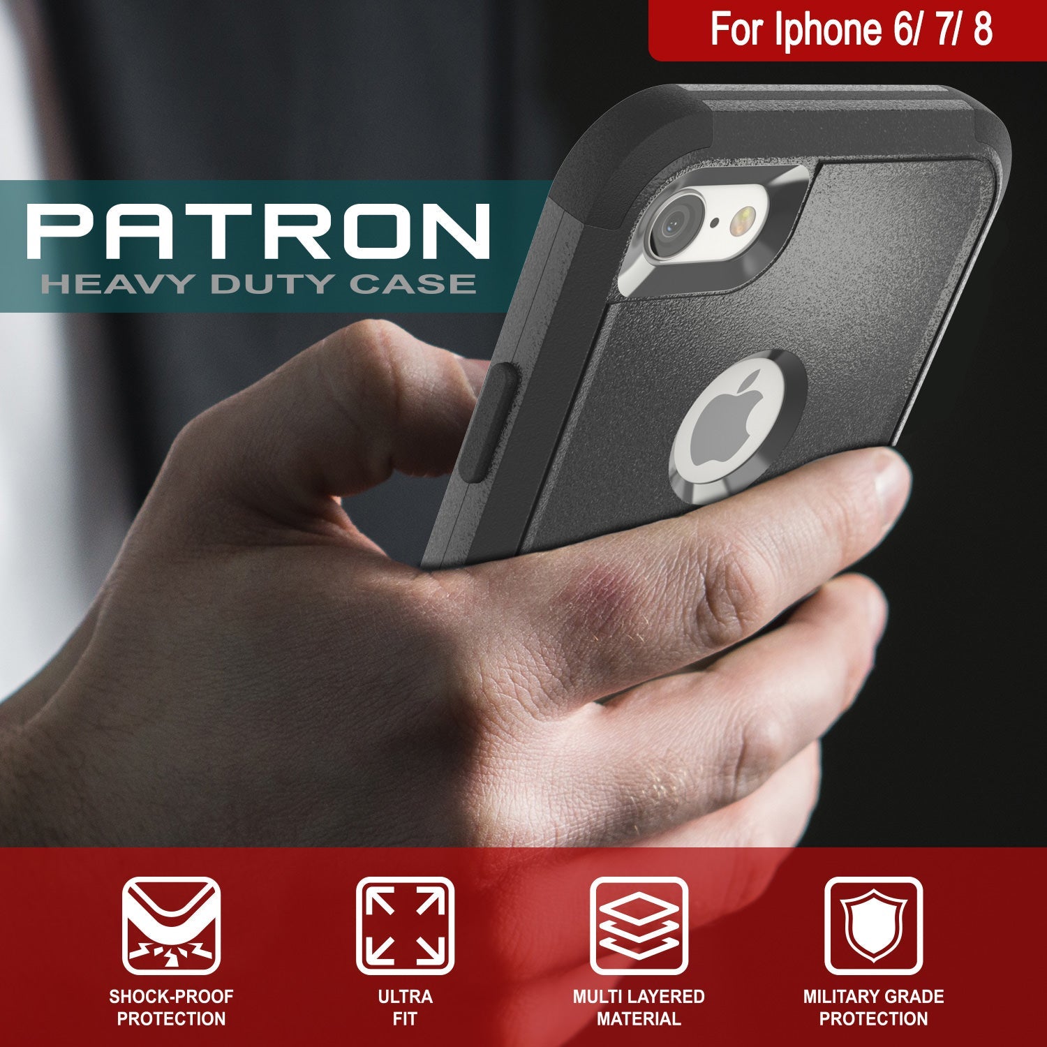 Punkcase for iPhone 6 Belt Clip Multilayer Holster Case [Patron Series] [Black] (Color in image: Red-Black)