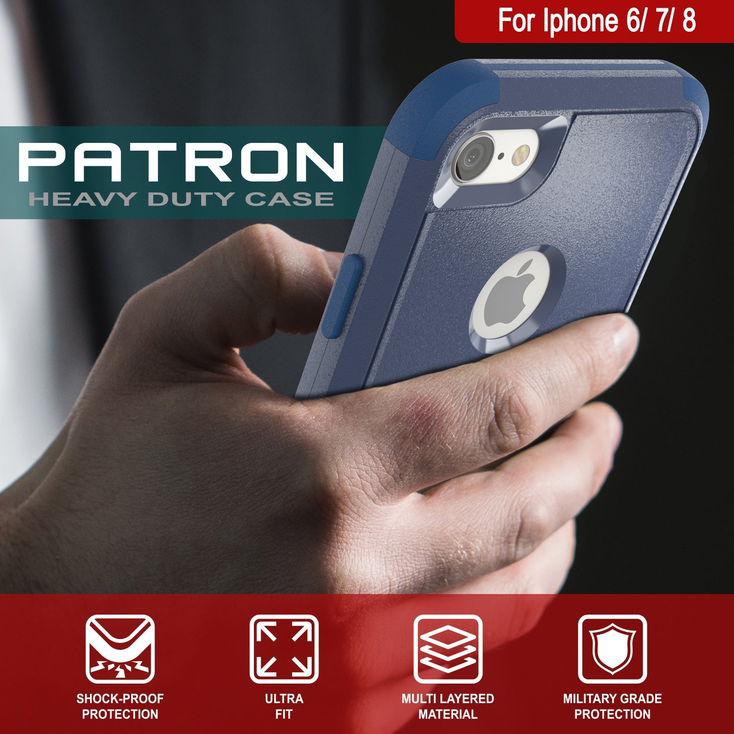 Punkcase for iPhone 6 Belt Clip Multilayer Holster Case [Patron Series] [Navy] (Color in image: Red-Black)