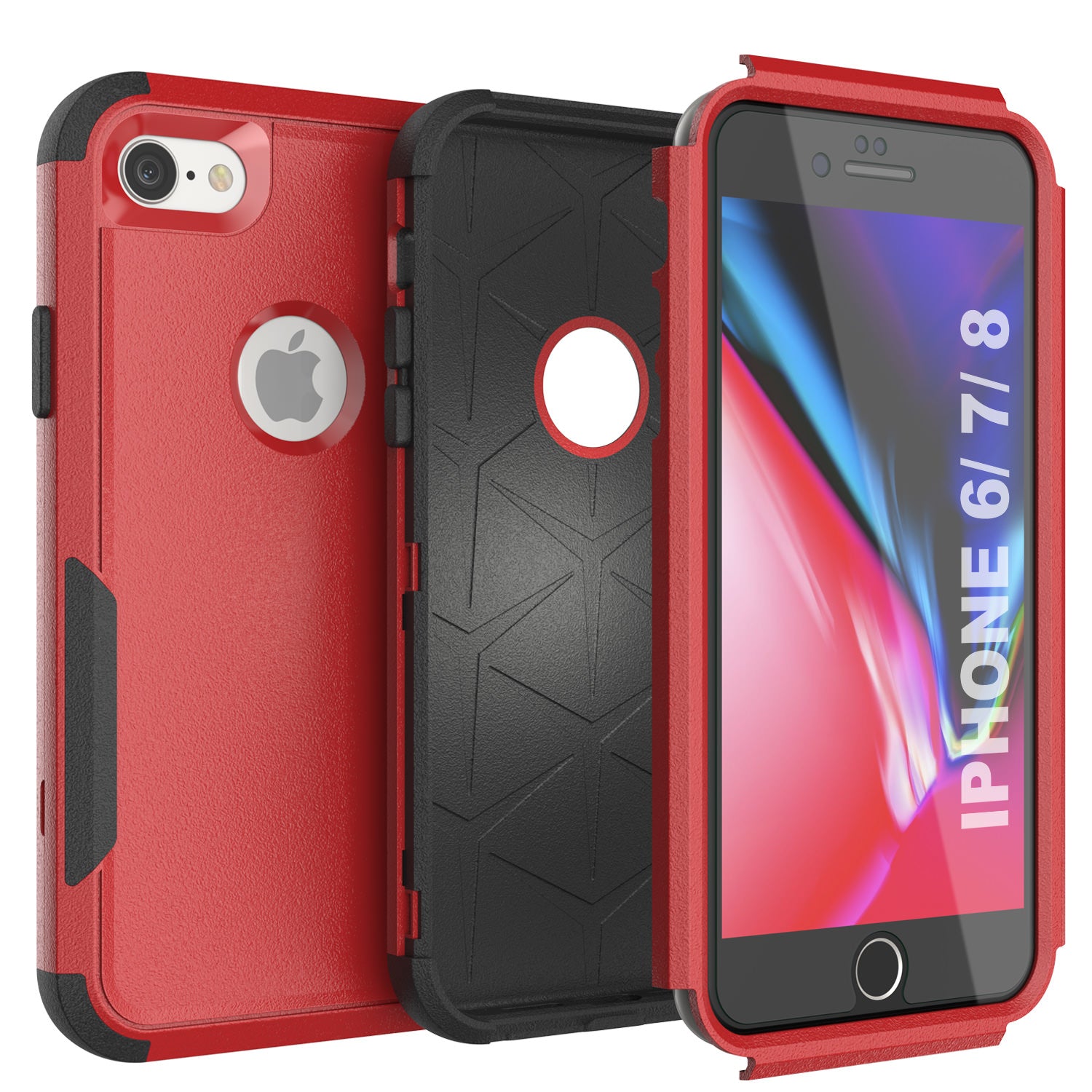 Punkcase for iPhone 7 Belt Clip Multilayer Holster Case [Patron Series] [Red-Black]