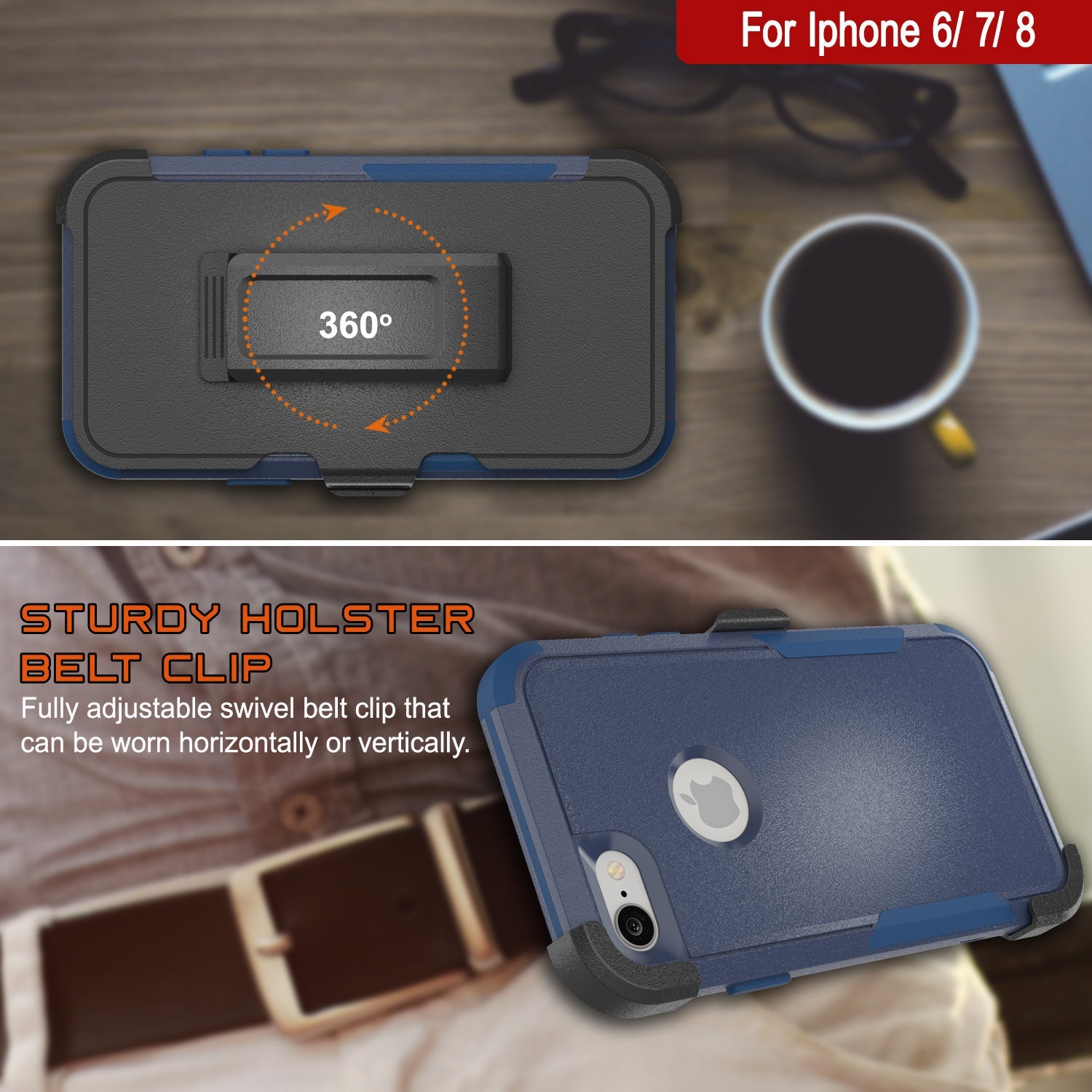 Punkcase for iPhone 6 Belt Clip Multilayer Holster Case [Patron Series] [Navy]